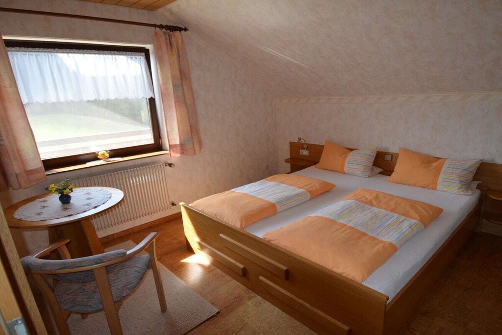 Attic: (Living room(single fold-away bed, TV, radio, children\'s bed), Kitchen(Egg Cooker, Tea Towels, Kitchenette, stove, toaster, cooker, cooker, coffee machine, oven, microwave, dishwasher, fridge, freezer), bedroom(Bed Linen, Wardrobe, double bed, cot), bathroom(Mirror, shower, washbasin, hairdryer), guest toilet(Mirror, toilet, guest toilet, washbasin))\n\nHot Water, Safe, Internet access, Internet access, tumble dryer, washing machine, balcony(sun loungers, awning), heating, garden(Barbecue center, grill, garden furniture, sand pit, Swing set), ironing board, iron, drying cabinet, Laundry Package for a fee, telephone, parking (paying)