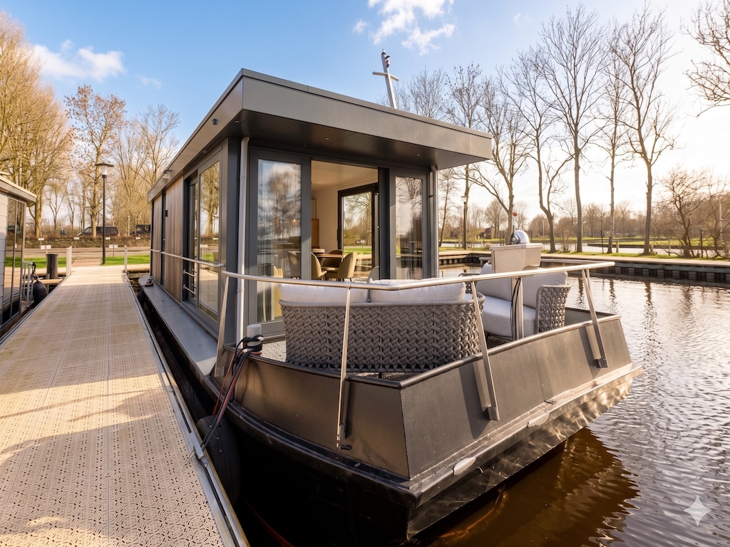 Hausboot in Offingawier mit Meerblick