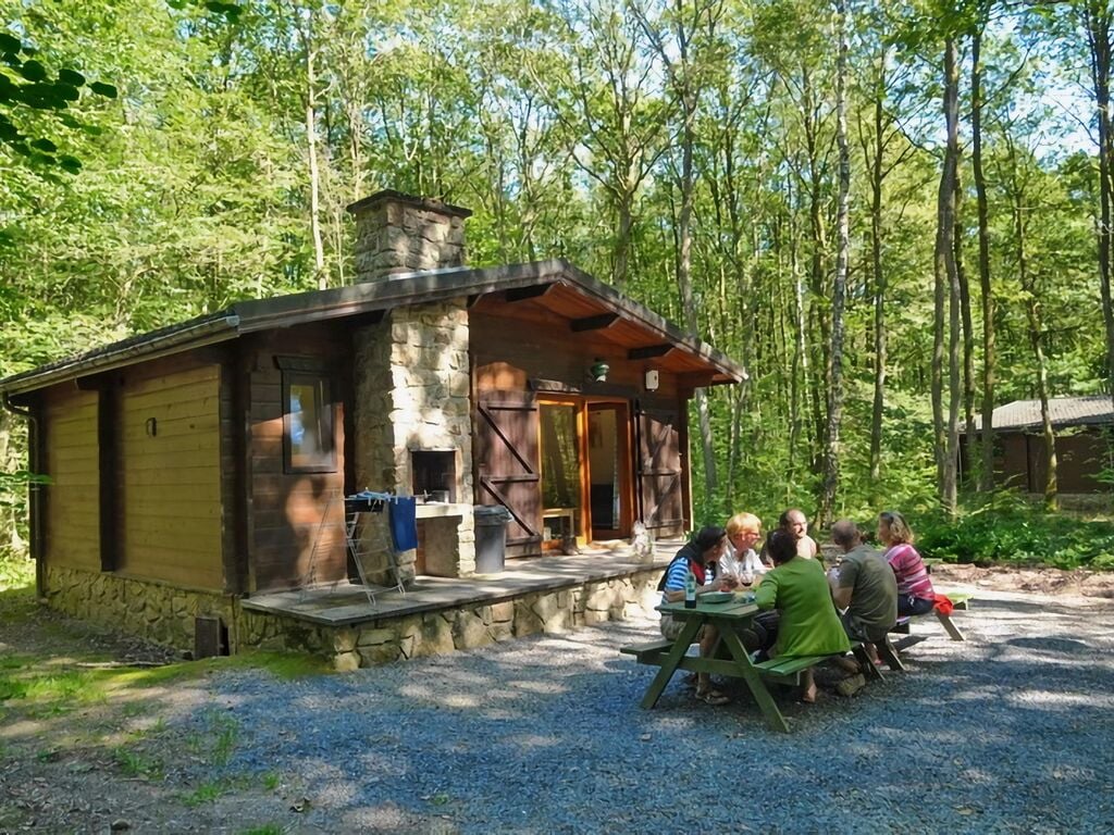 Cozy, wooden chalet with a microwave, in a forest