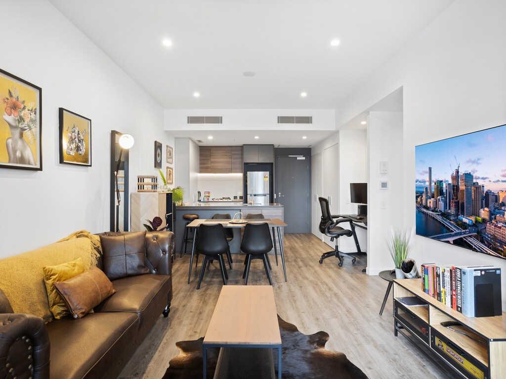 Verblijf in centraal Brisbane met balkon, zwembad en barbecue