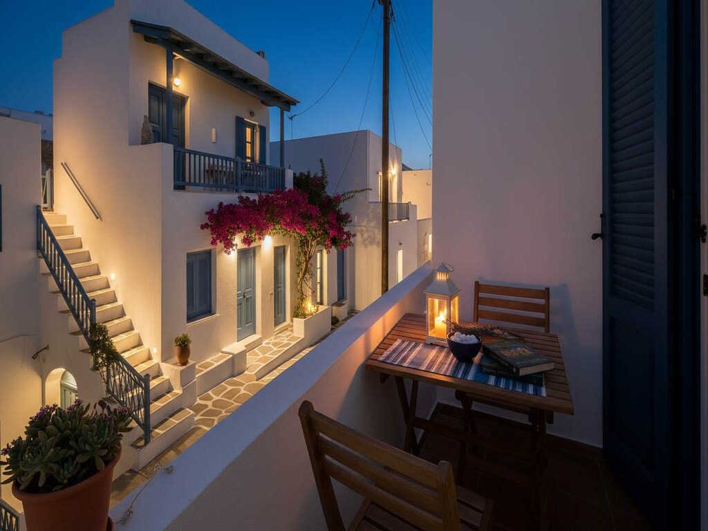 Huis in Lefkes met uitzicht op het dorp