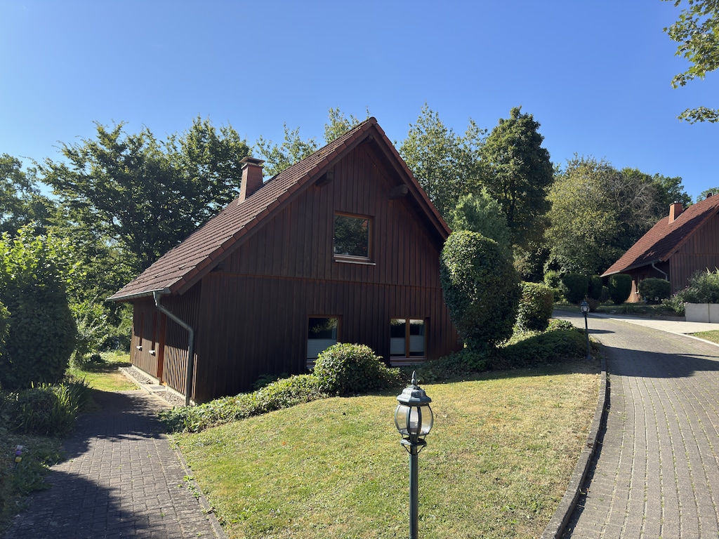 Vakantiehuis met loggia in het Teutoburgerwoud.