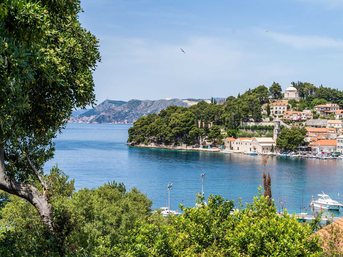 Kamer met zeezicht en gedeelde tuin op 100 meter van het strand in Cavtat in Cavtat