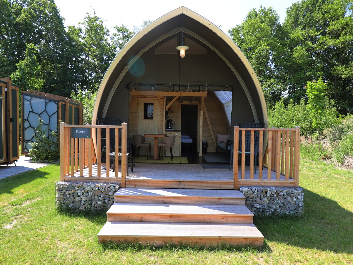 Wellness en luxe glamping in Tentlodge Fazant in Dalerveen in Dalerveen