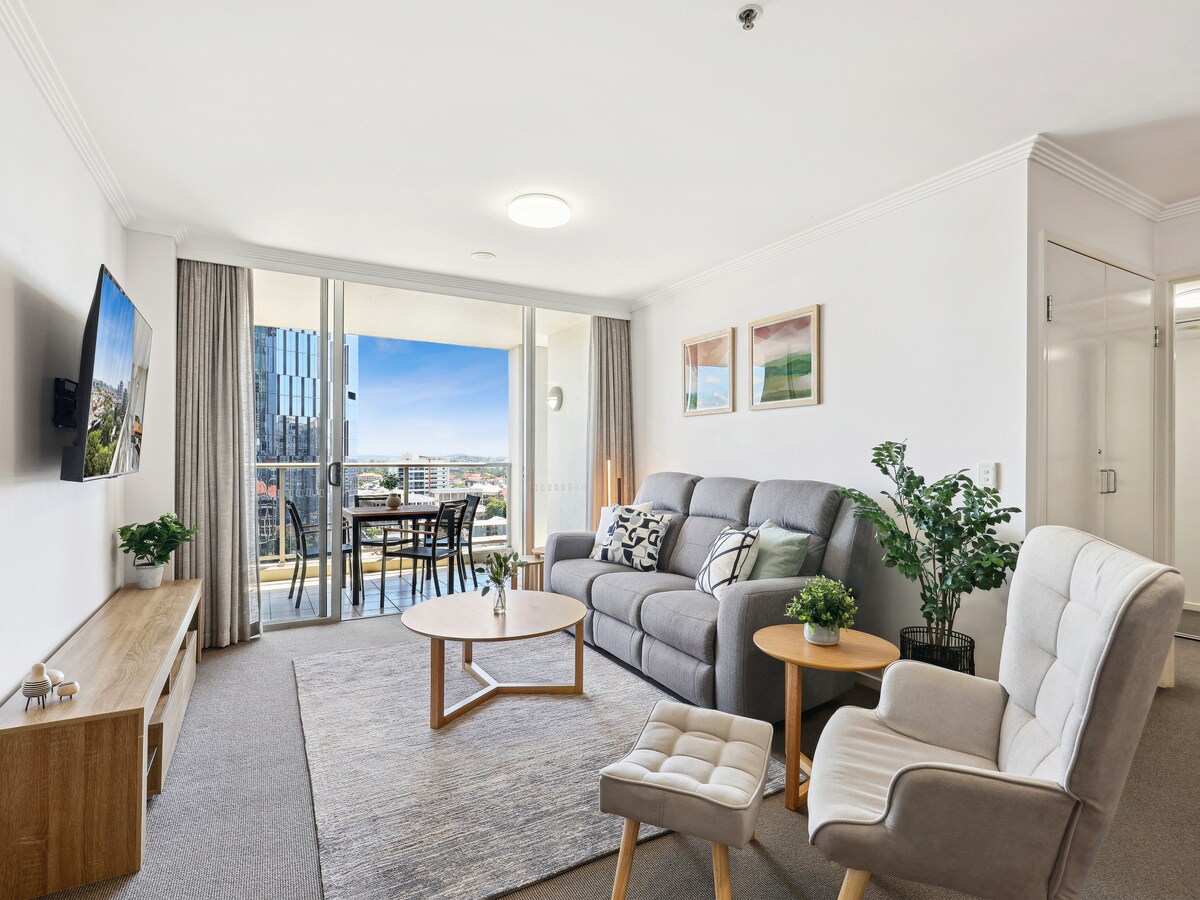 Modern appartement in Brisbane City met zwembad en skyline-uitzicht in Brisbane City