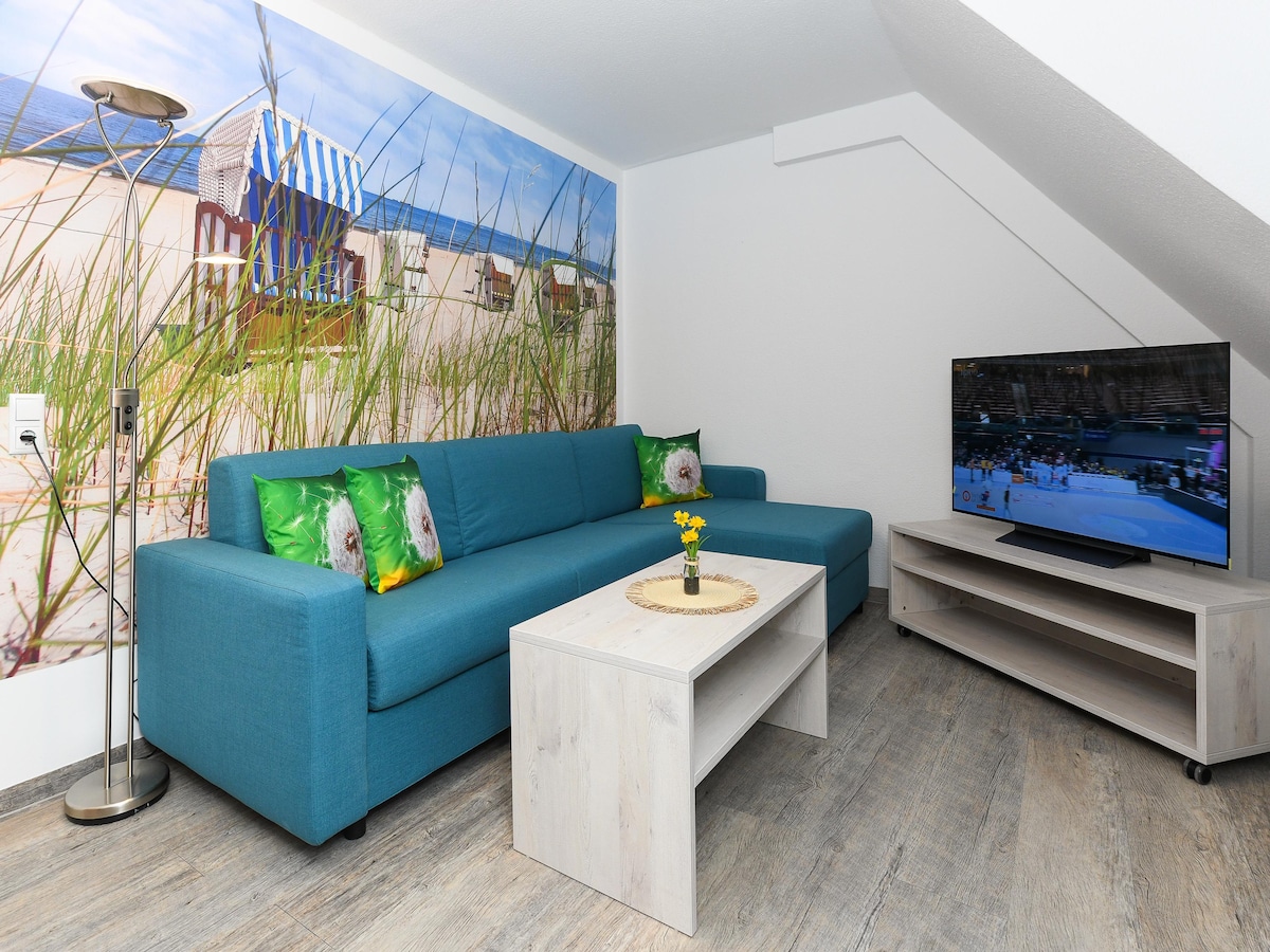 Op 850 m van zee: Knus appartement Haus Strandkorb 7 in Bensersiel in Bensersiel