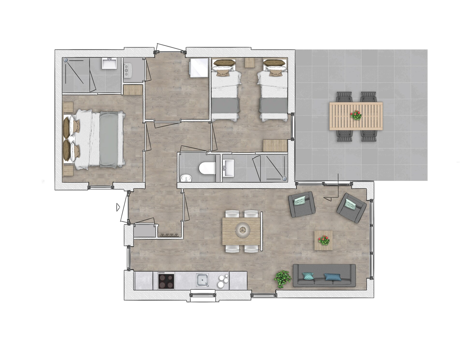 Luxe strandbungalow Nieuwvliet-Bad met 2 badkamers en privéterras - foto 10
