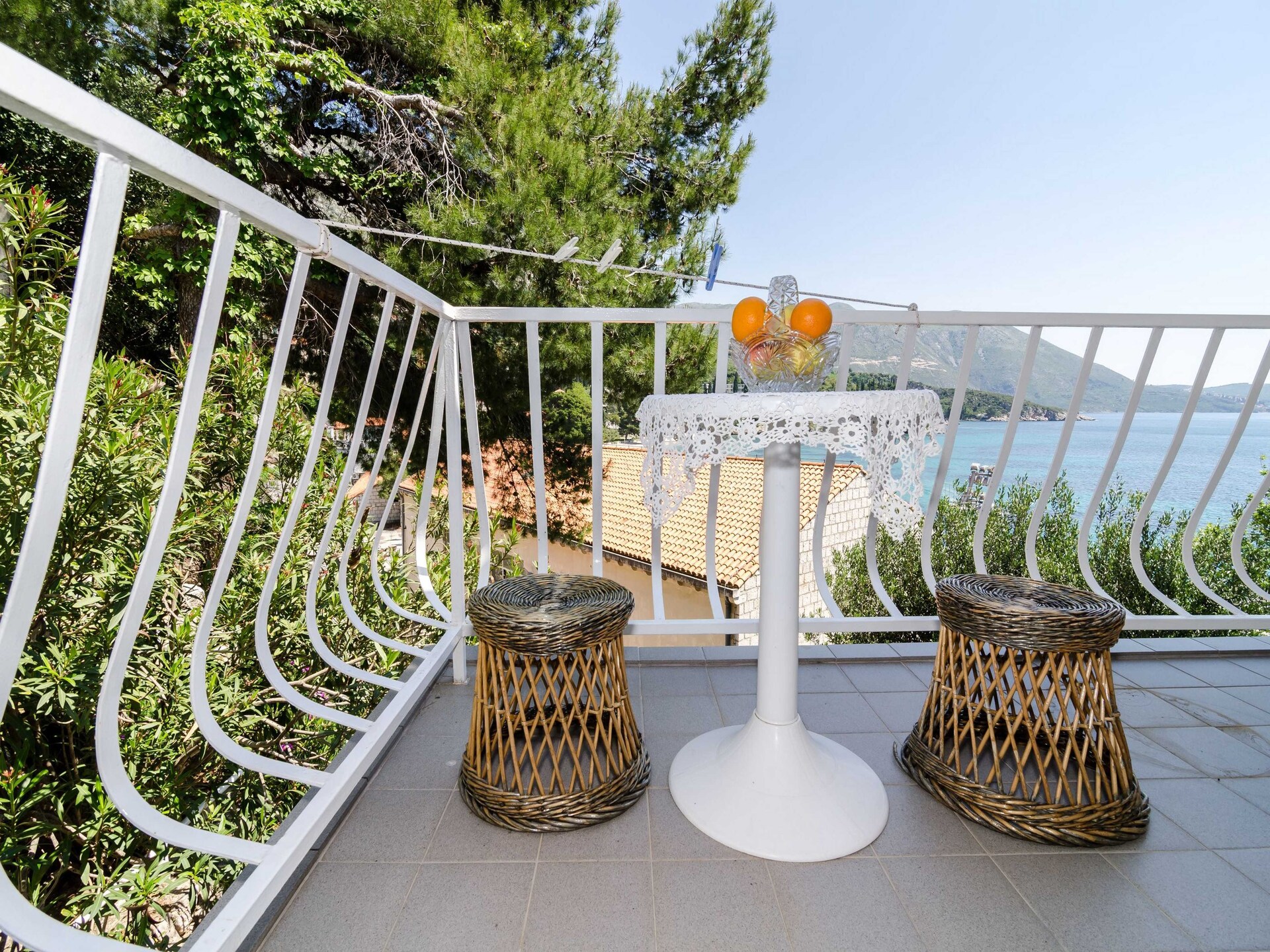 Double Room met balkon en deels zeezicht in Mlini, vlakbij de Adriatische Zee - foto 1