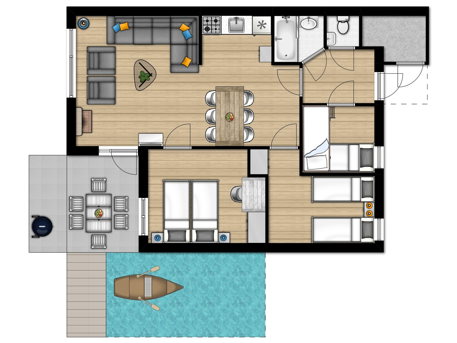 Gereno­veerde water­bungalow met open haard en roeiboot in Weerterbergen - foto 17