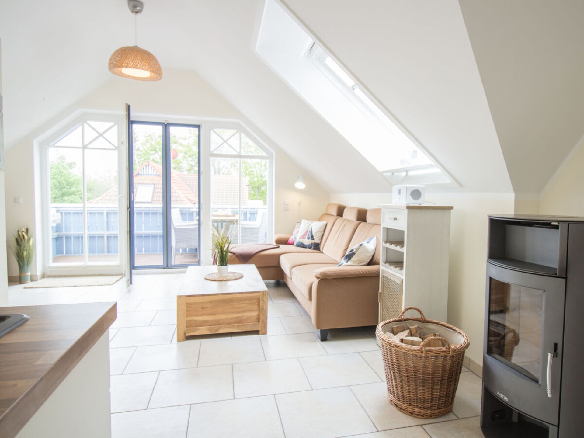 Licht appartement op 110 meter van strand in Zingst met balkon & open haard - foto 9