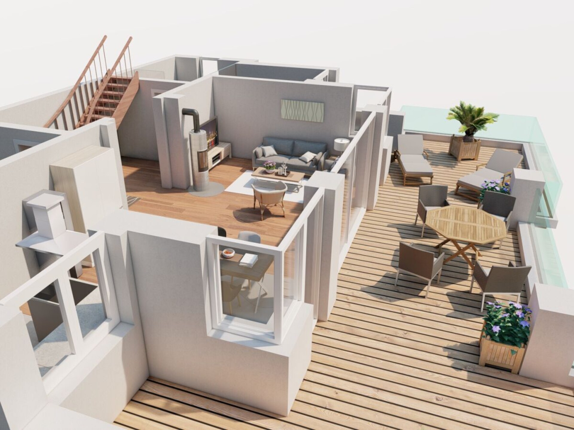 Licht modern duplexappartement met sauna en dakterras nabij zee - foto 26