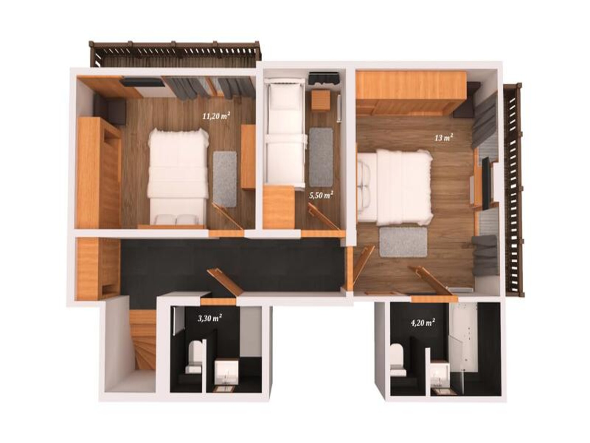 Ruim duplexappartement voor 8 personen op 150m van de piste in Courchevel - foto 19