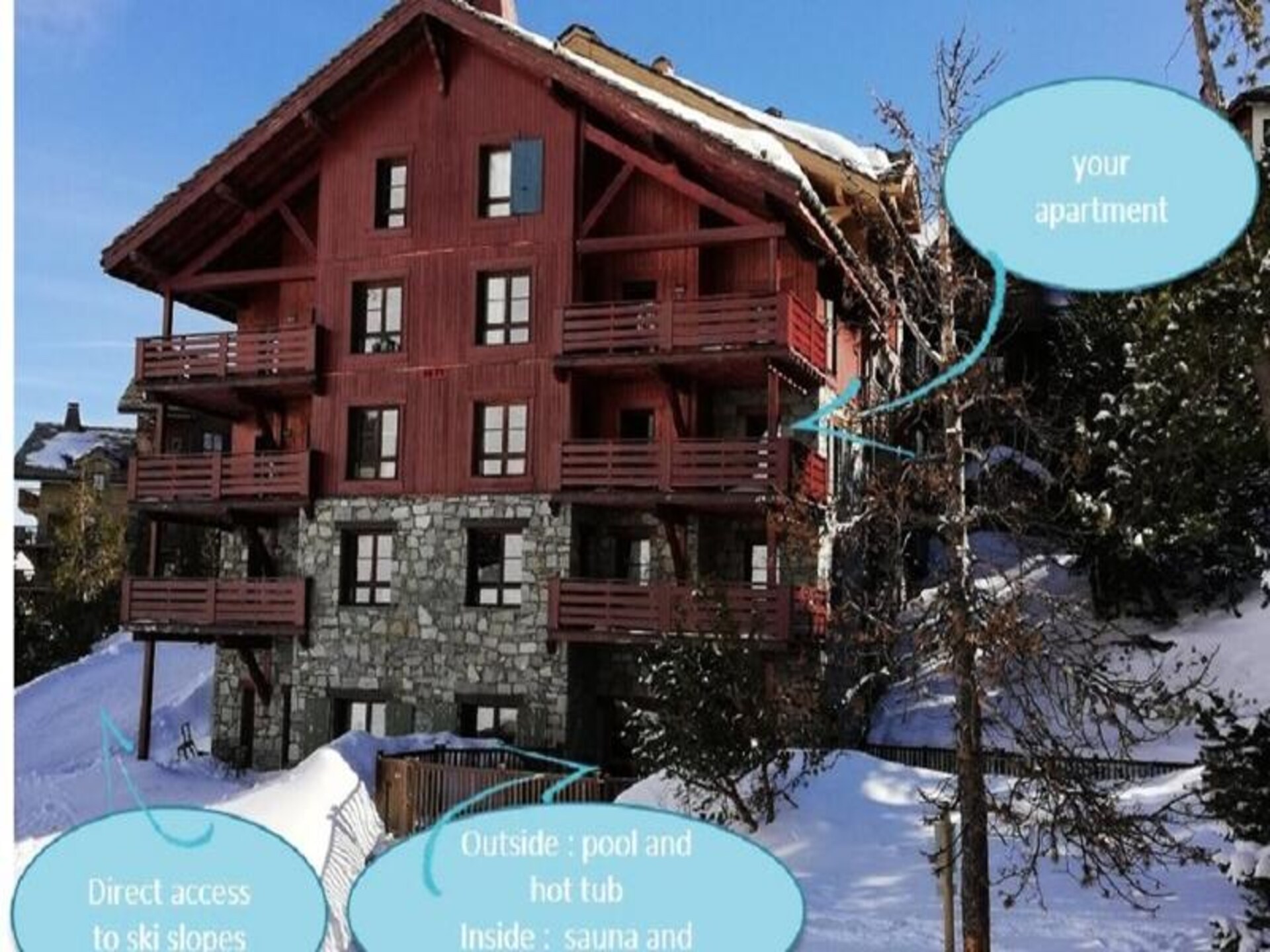 Luxe appartement 6p aan de piste in Arc 1950 met zwembad en spa - foto 33