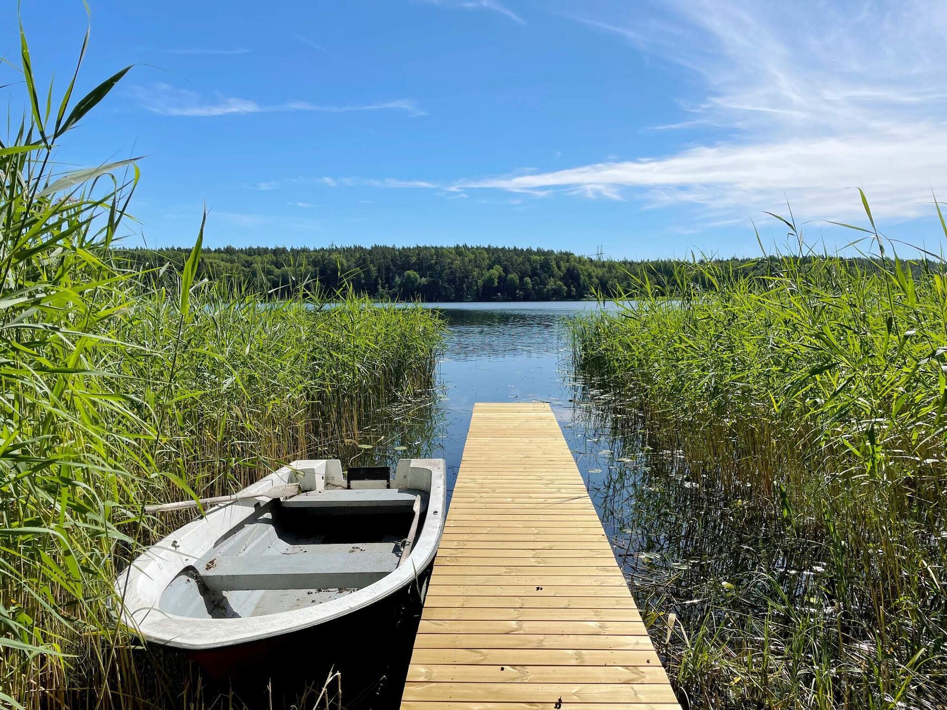 Sprookjesachtige blokhut aan het Fjäturenmeer met roeiboot, vlakbij Stockholm - foto 27