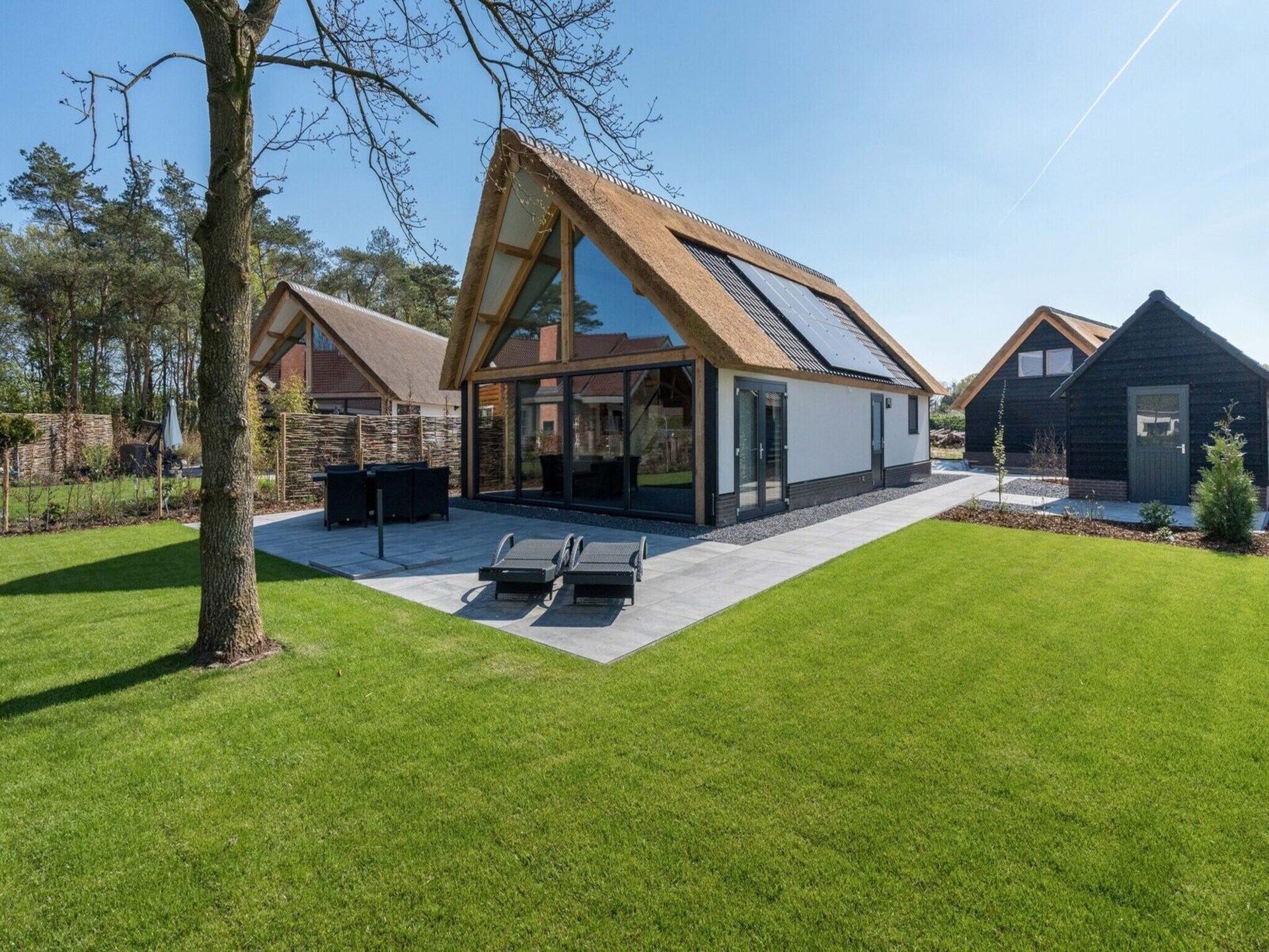 Rietgedekte bungalow met uitzicht op vijver in Parc de Kievit, Baarle-Nassau - foto 13