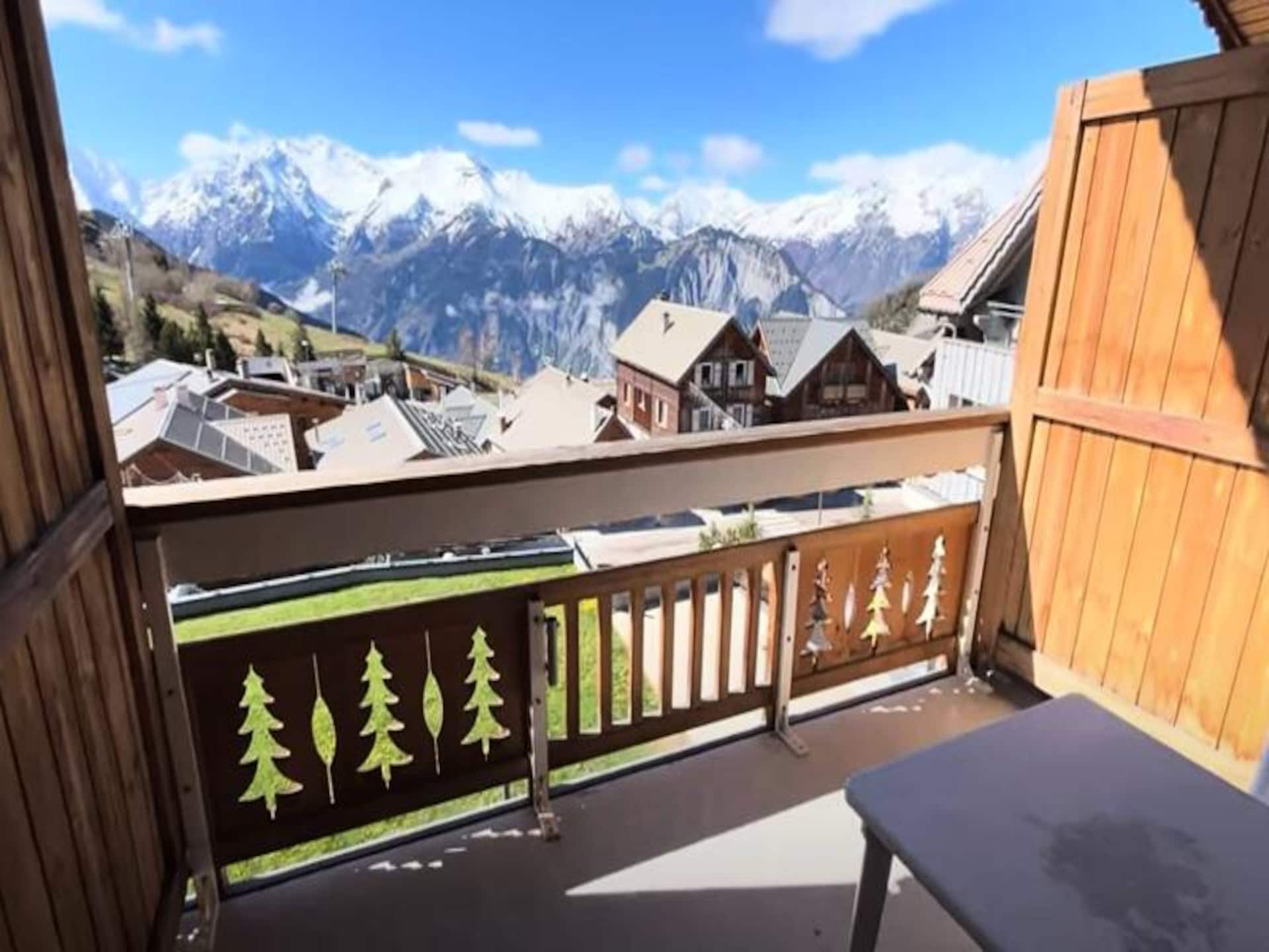 Appartement 6 pers. in Huez met balkon op zuiden, direct aan de piste - foto 2