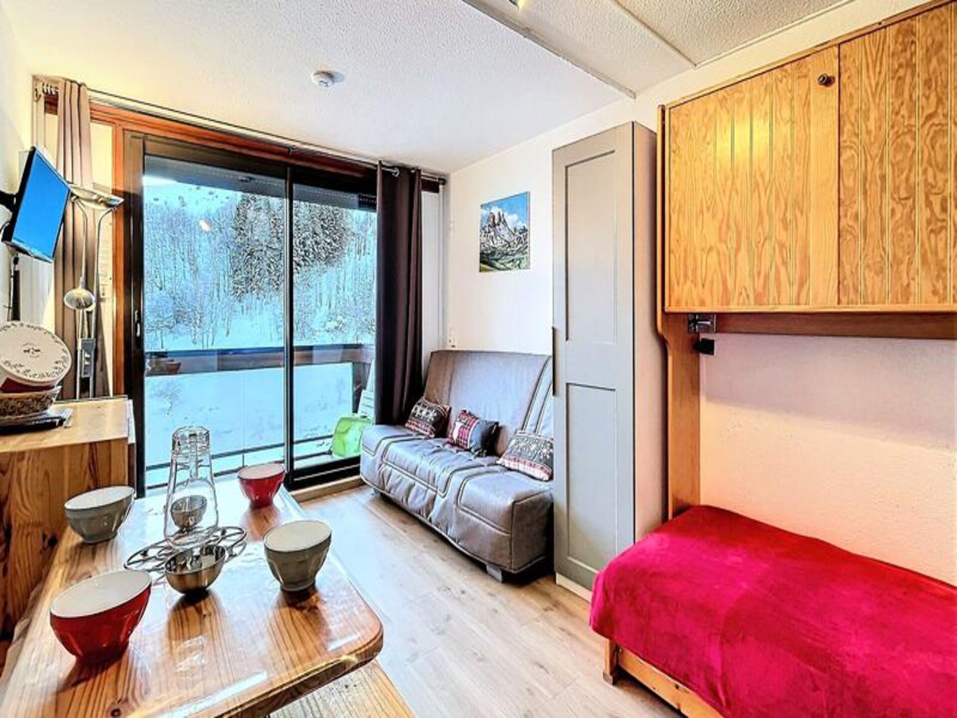 Knusse studio op de piste in Le Corbier met zuidbalkon en zwembad - foto 9