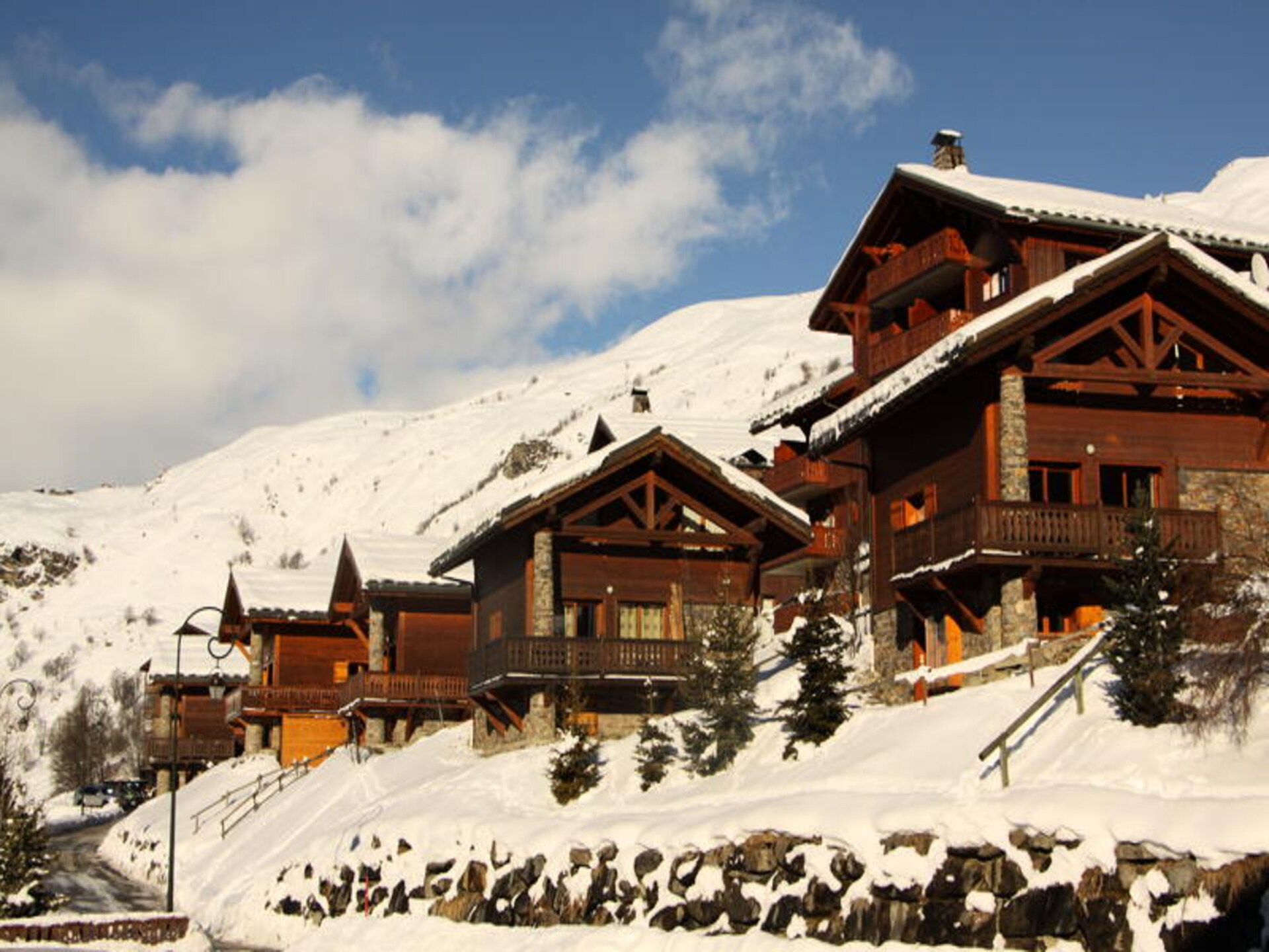 Appartement 6p direct aan piste Les Belleville, balkon west - foto 4