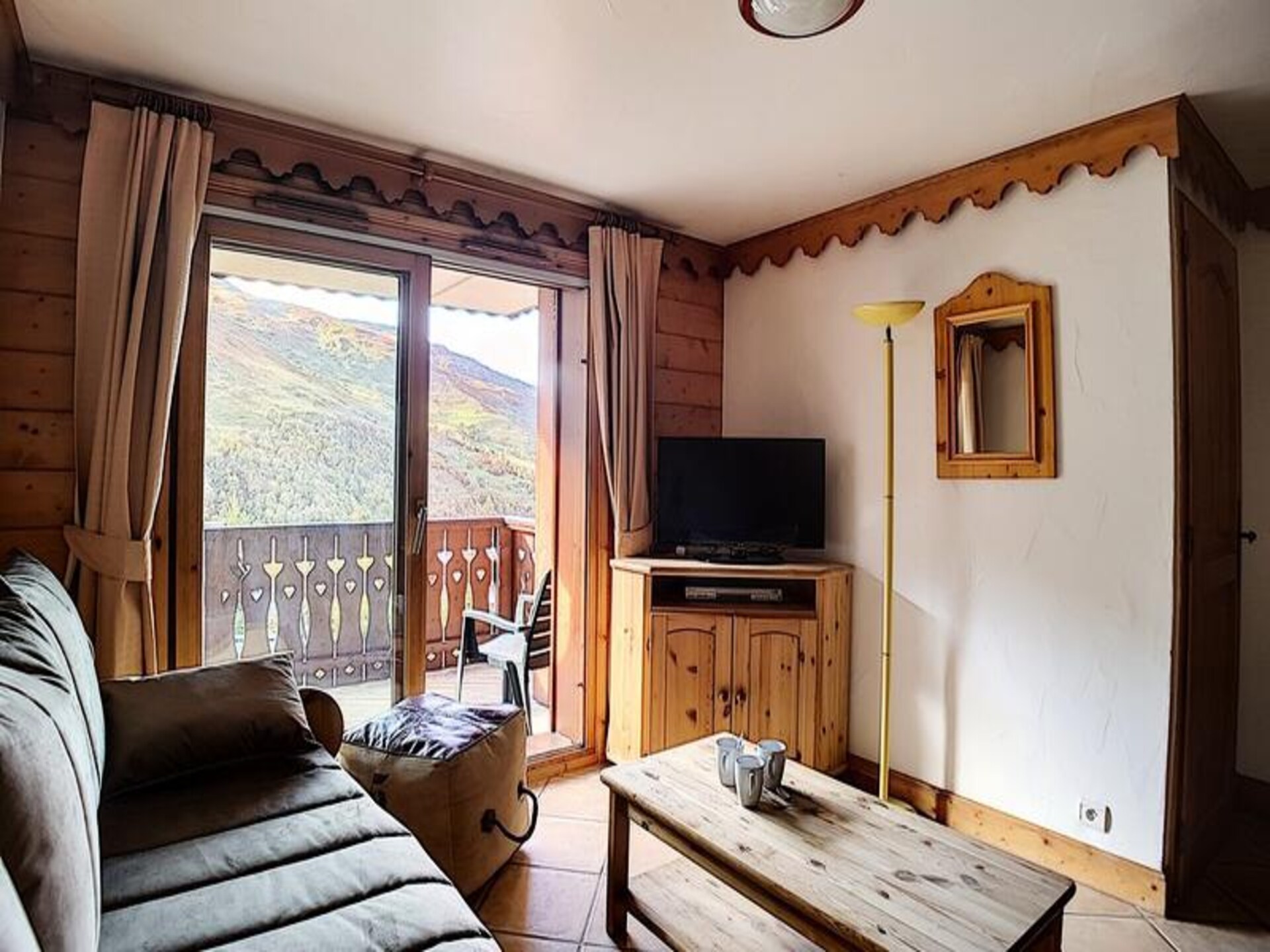 Appartement 6p direct aan piste Les Belleville, balkon west - foto 13