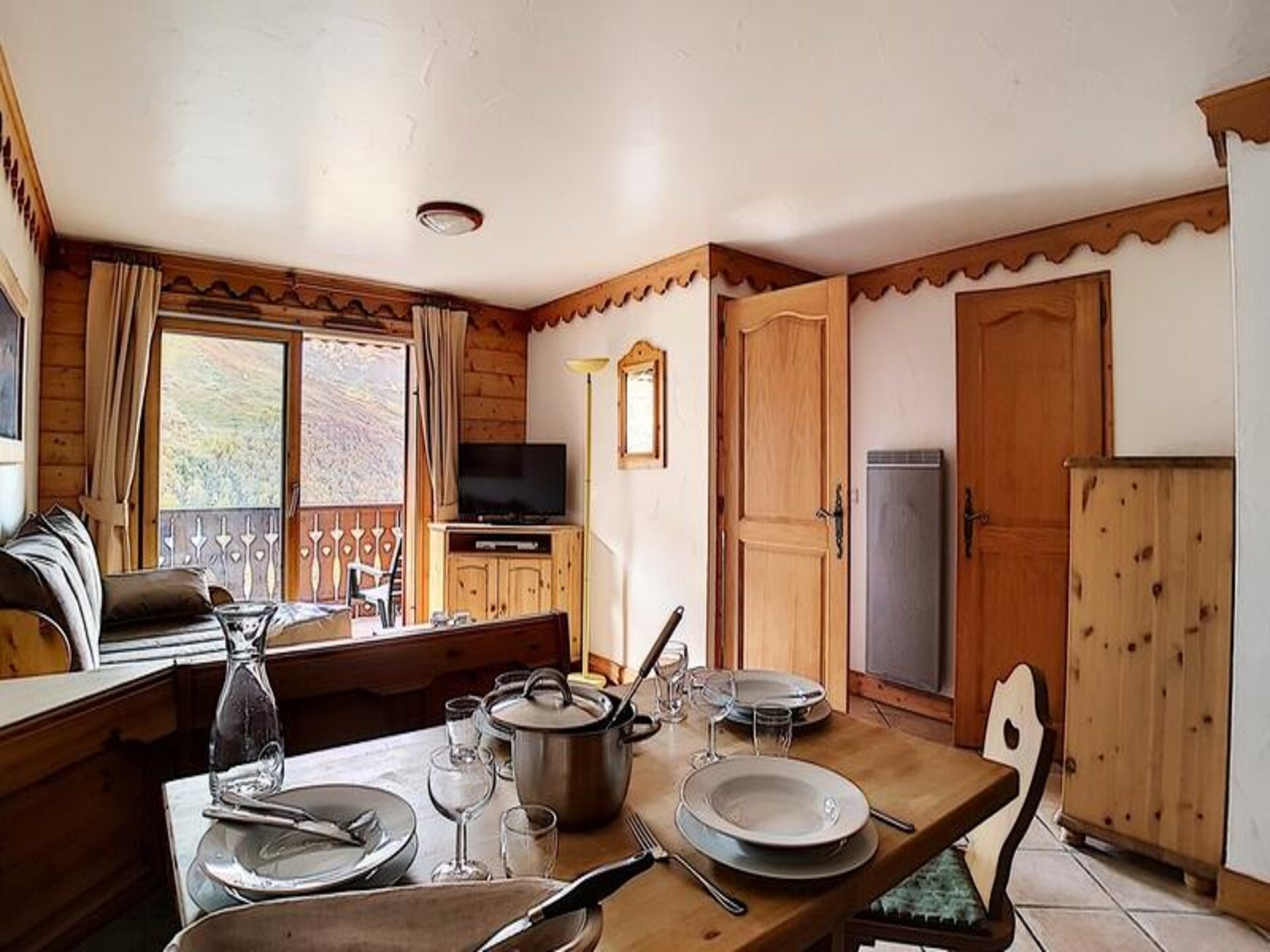 Appartement 6p direct aan piste Les Belleville, balkon west - foto 15