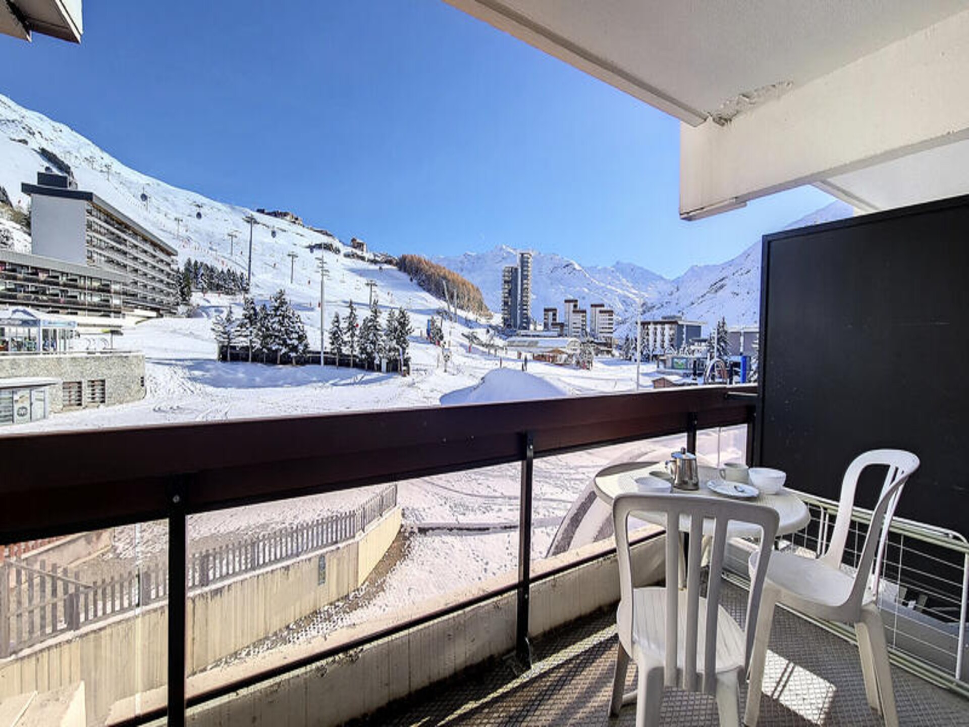 Appartement 5 pers. aan de piste in Les Menuires met balkon op het zuiden - foto 14