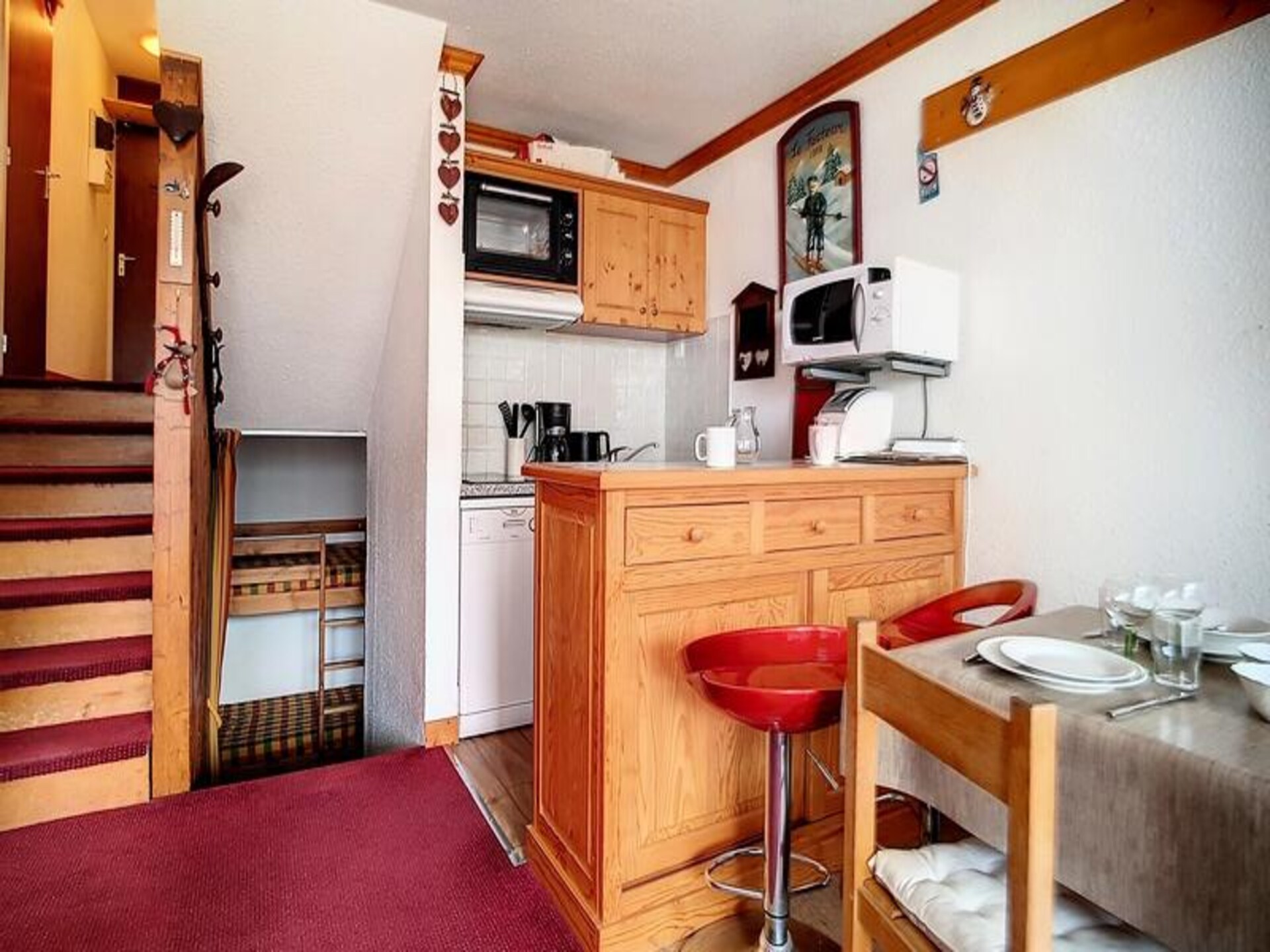 Duplex studio Cote Brune in Les Menuires met zuidwest balkon en ski-in/ski-out - foto 8