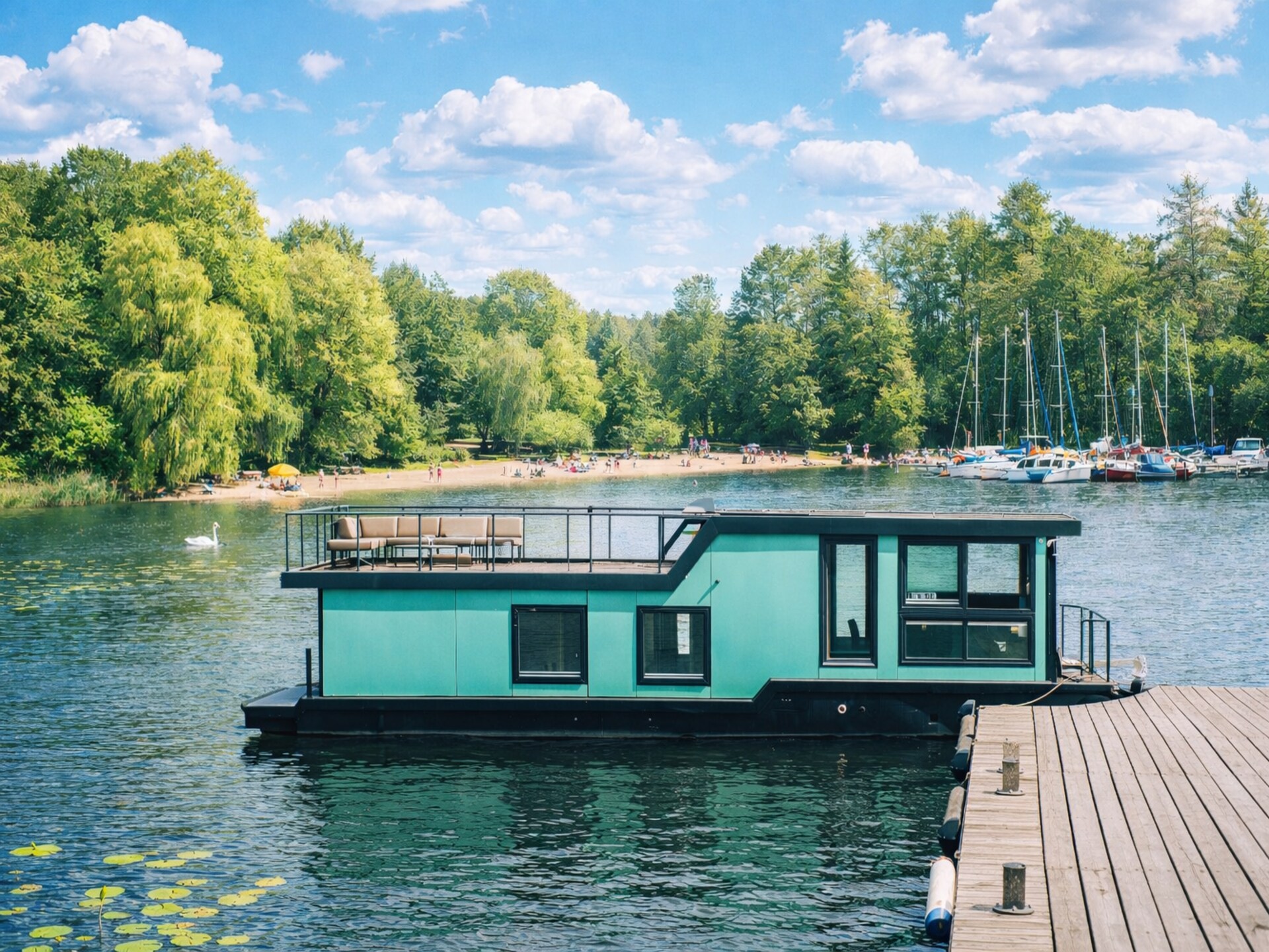Aan het meer: Moderne woonboot Hausboot Charlottenburg in Berlijn - foto 2