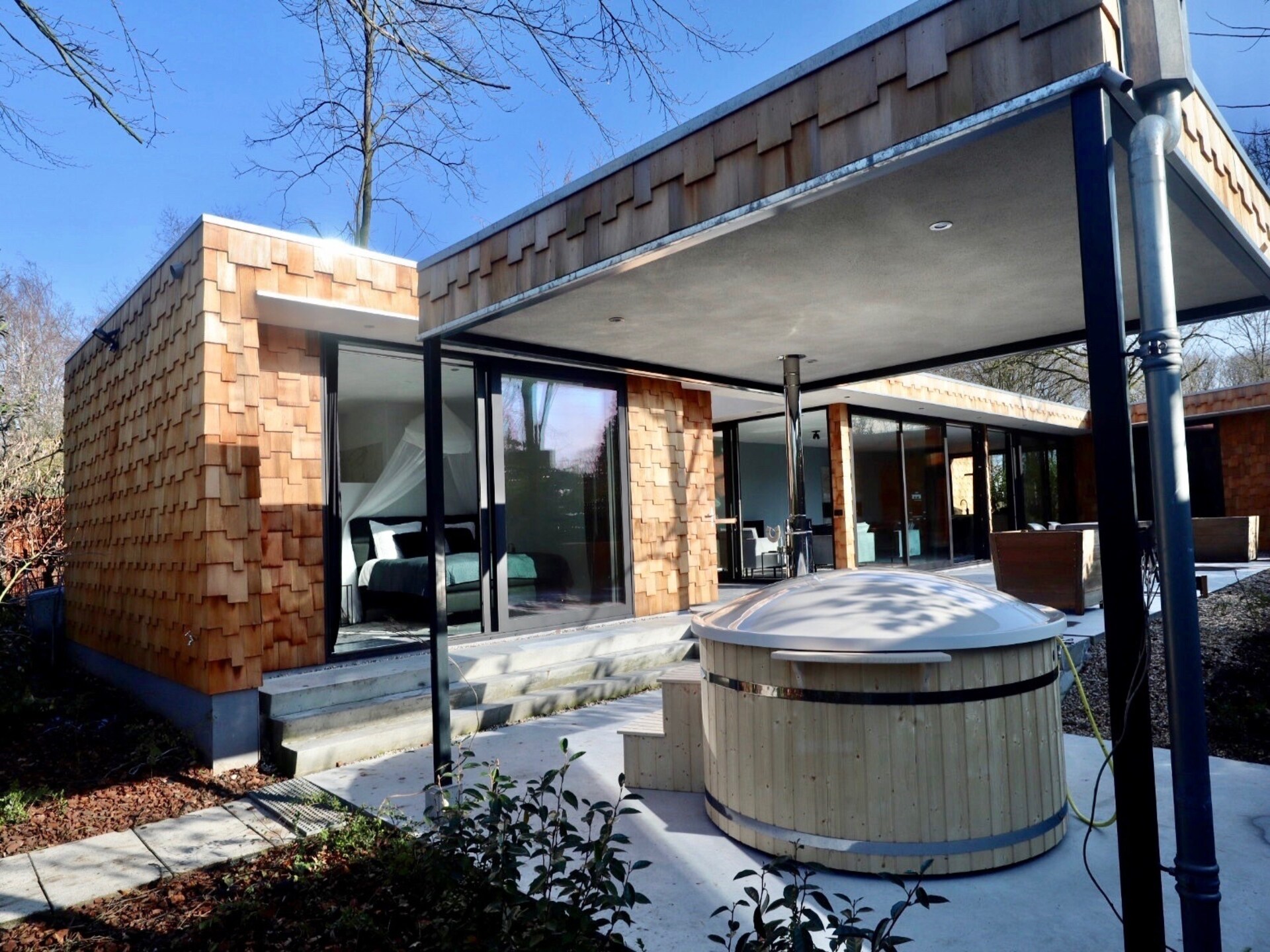 Luxe cederhouten boshuis met houtgestookte hottub op landgoed Bergvliet - foto 37