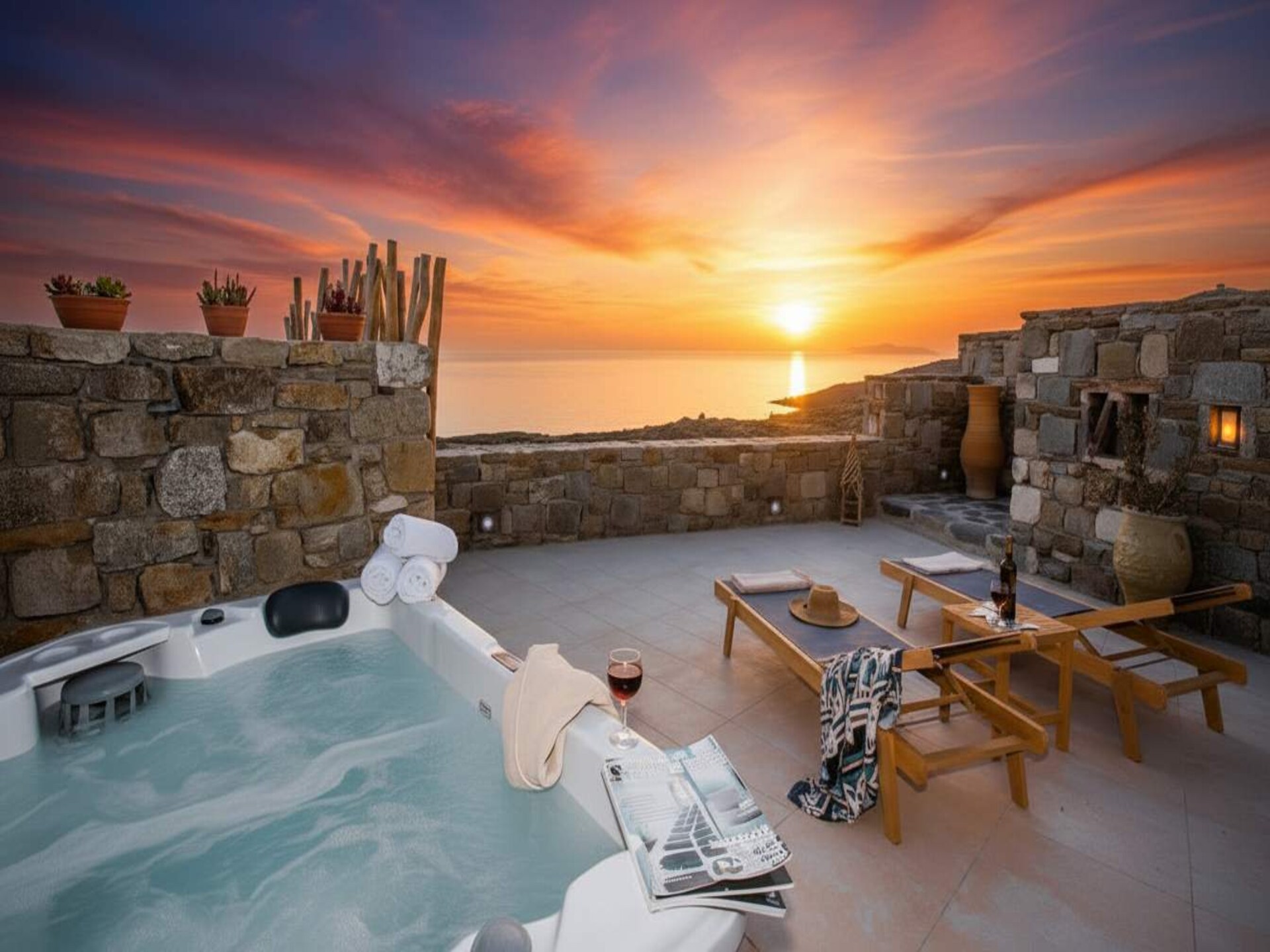 Romantische suite met jacuzzi en zeezicht in Choulakia, Mykonos - foto 4