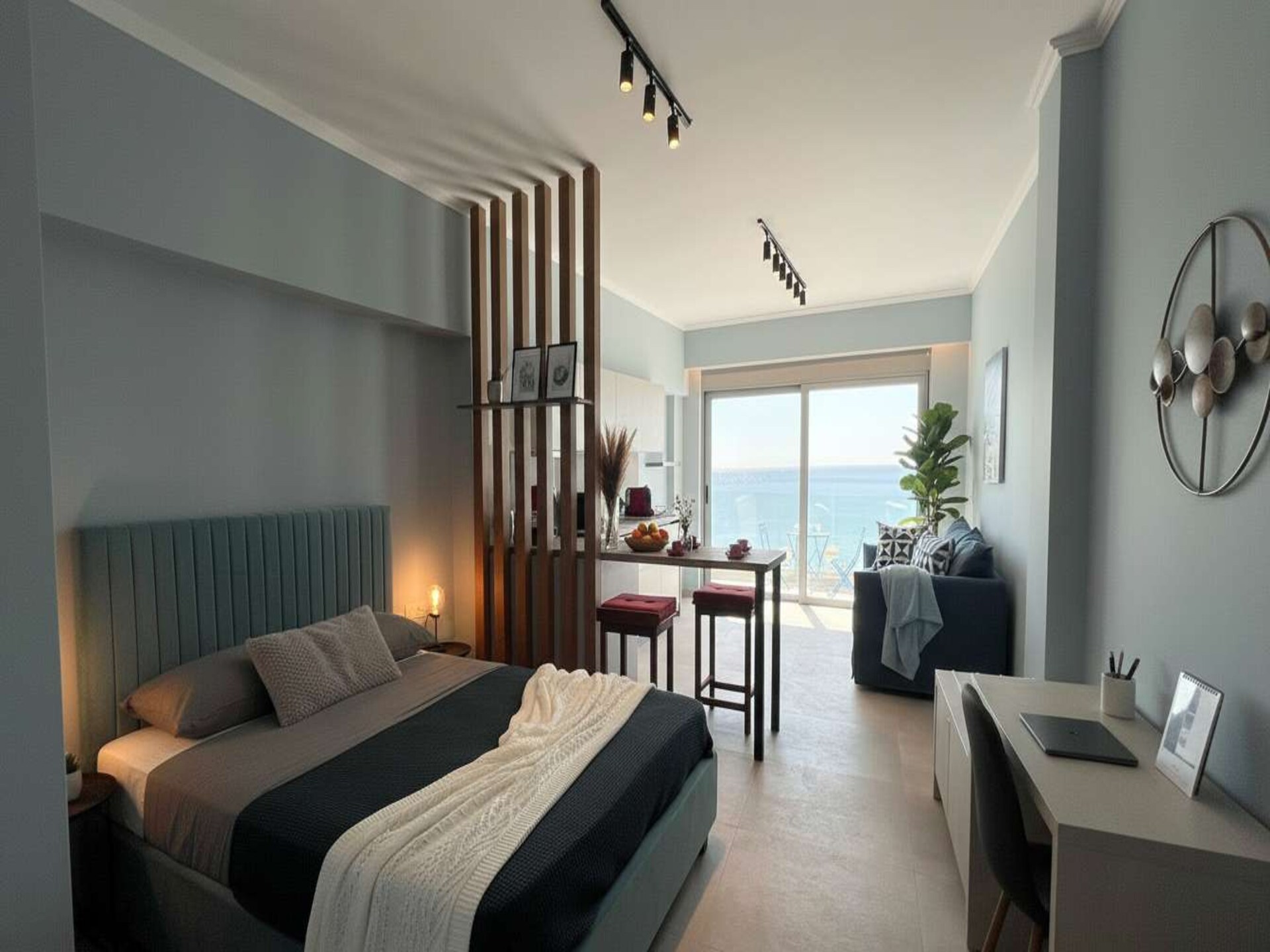 Moderne studio aan het strand van Charaki met weids zeezicht - foto 2