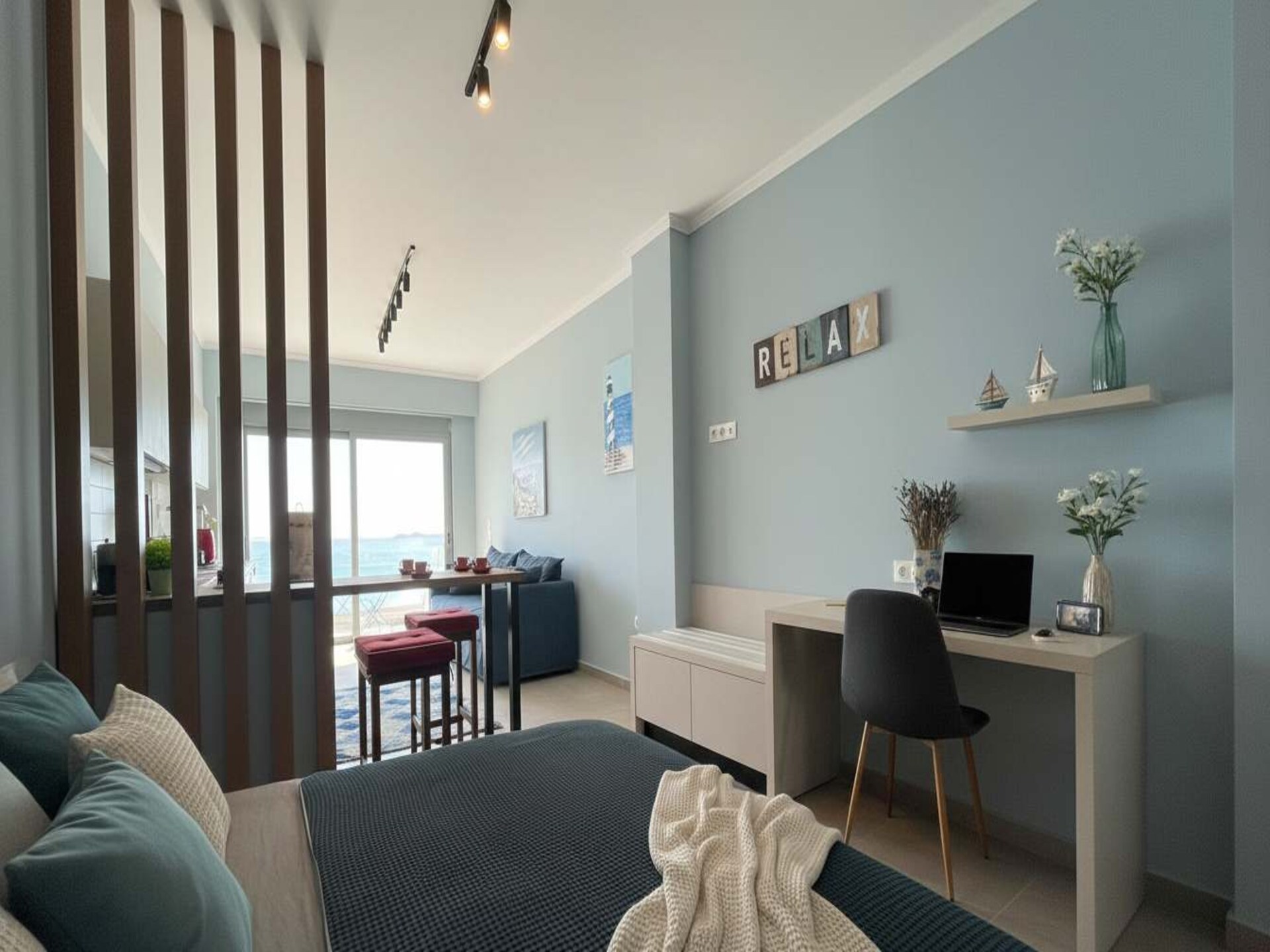 Moderne studio aan het strand van Charaki met weids zeezicht - foto 12