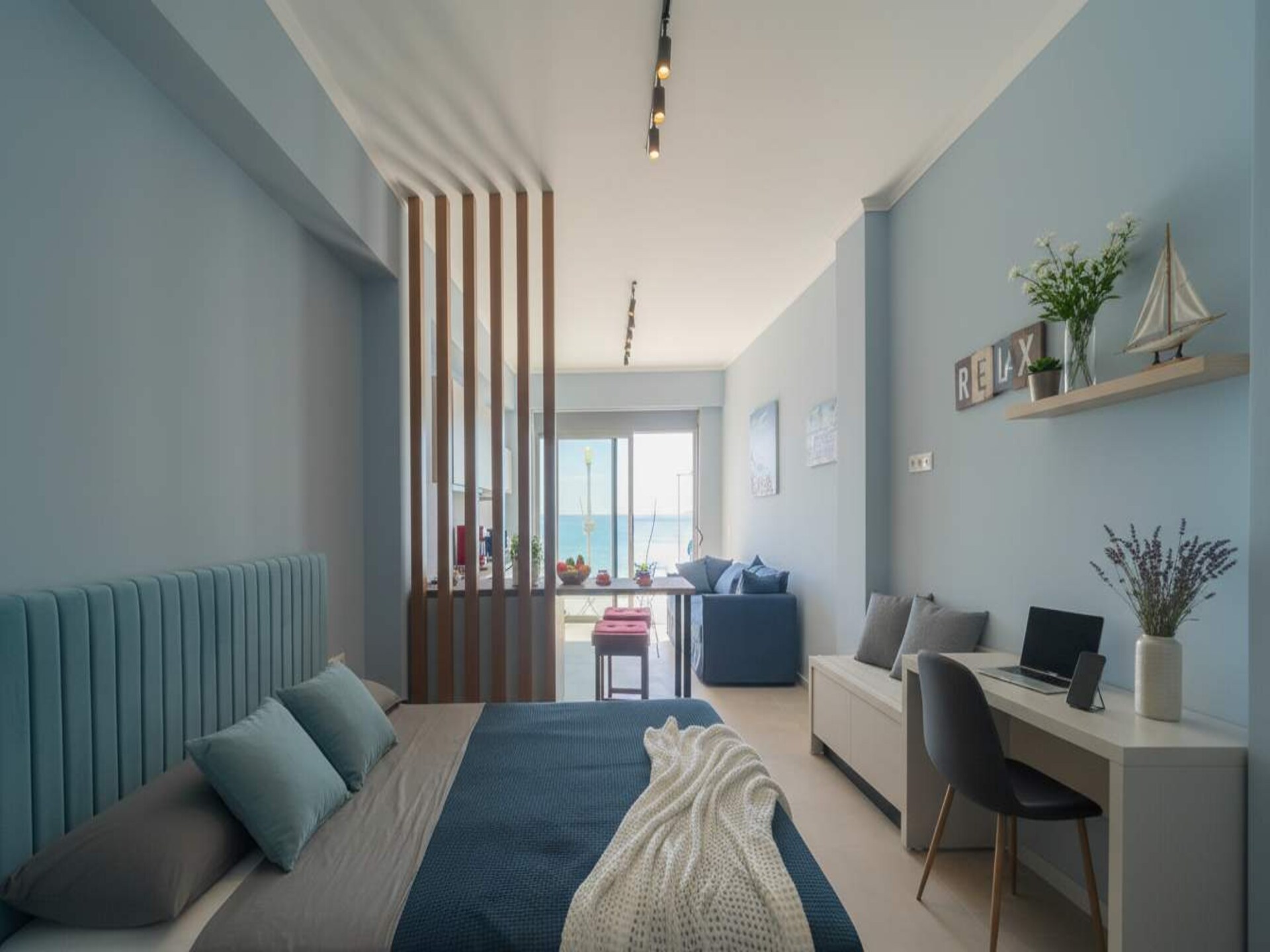 Moderne studio aan het strand van Charaki met weids zeezicht - foto 8