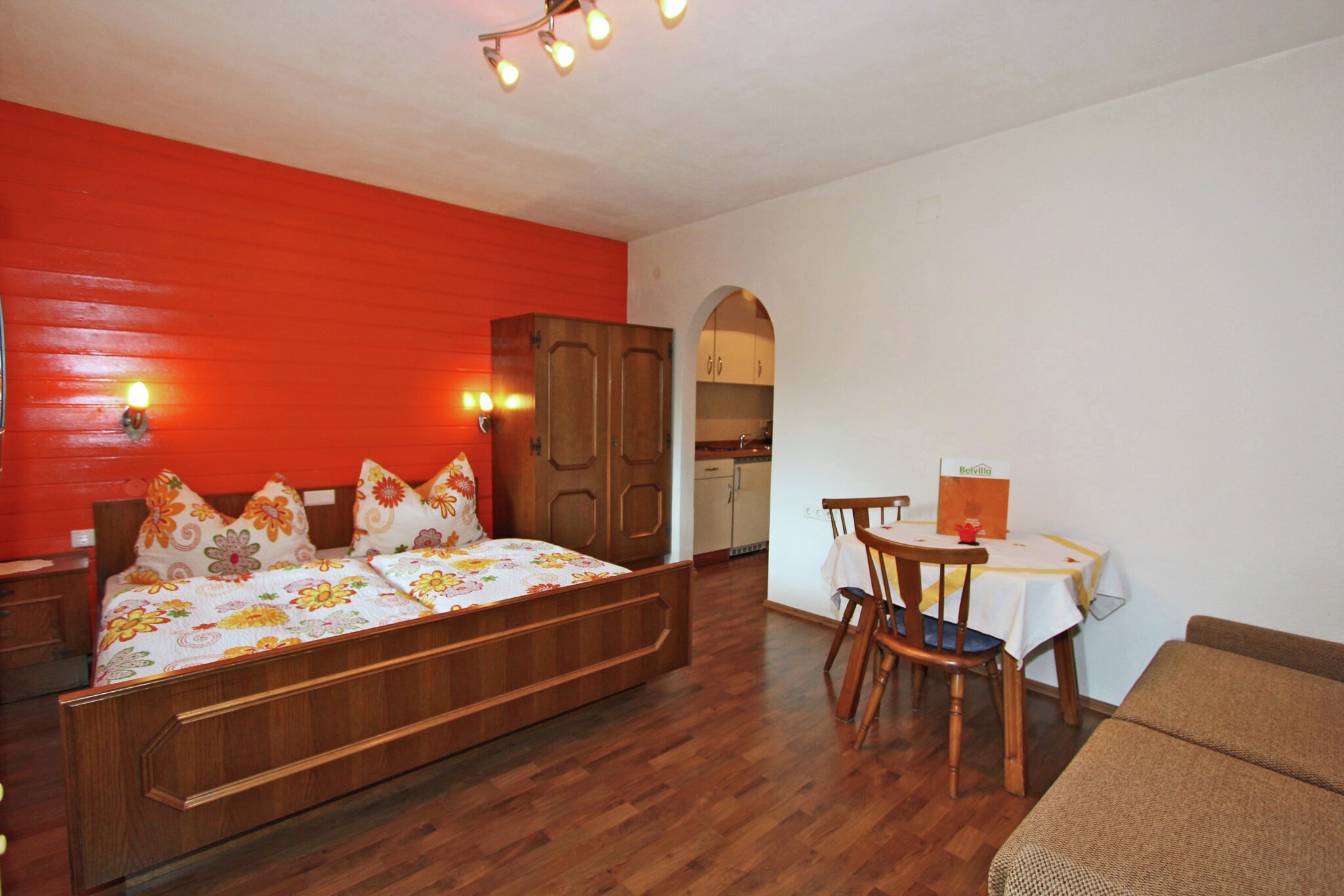 On the 1st floor: (Kitchen(cooker(2 ring stoves), fridge-freezer), Living/bed room(double bed, TV(satellite)), bathroom(shower(unit), washbasin, toilet), Landing, balcony)\n\nparking