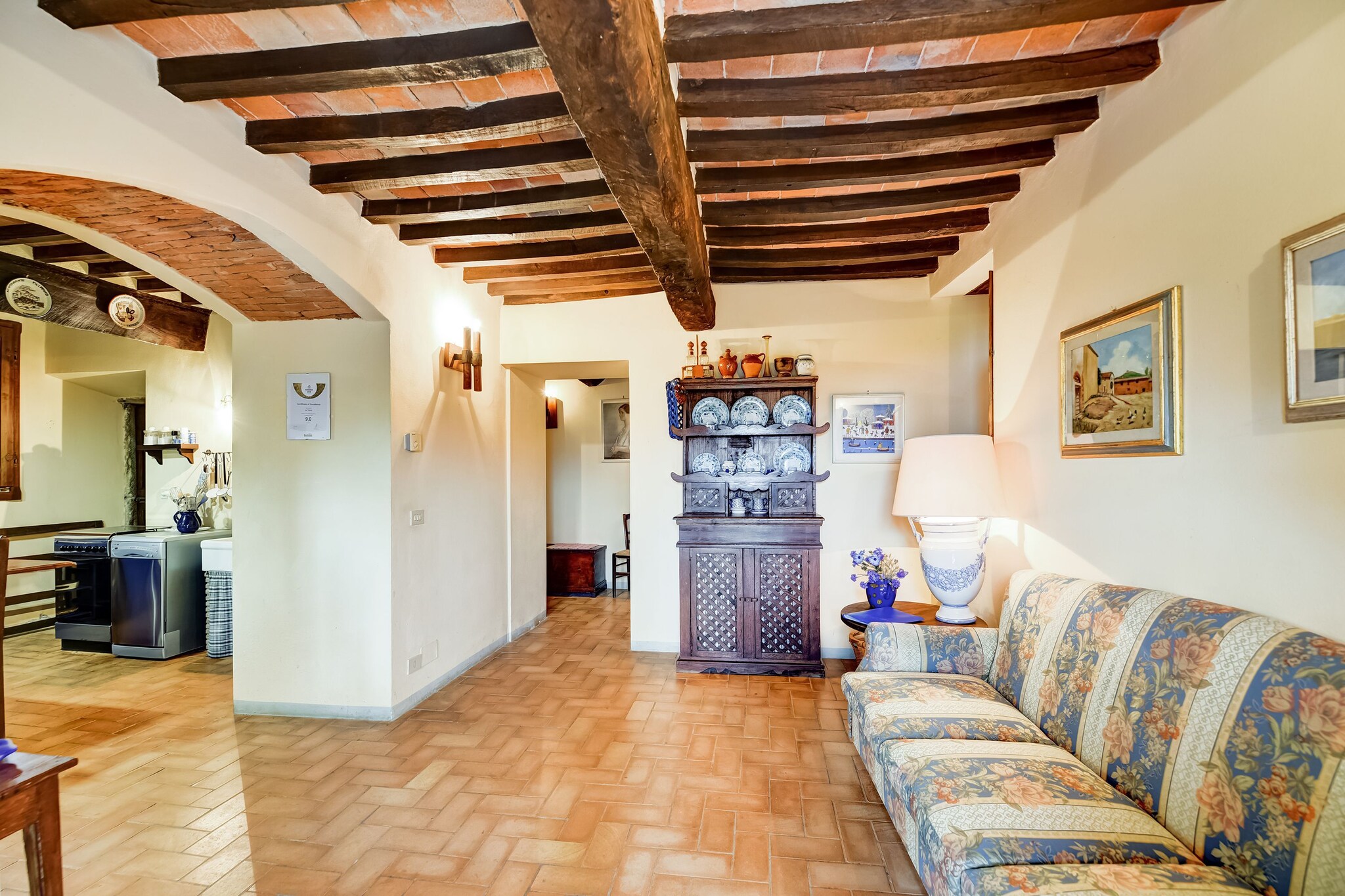 Authentic Tuscan Charm in a Historic Tower Setting
Tucked into the tranquil countryside of Le Ville di Monterchi, this beautifully restored apartment offers a unique escape in a centuries-old medieval tower. Surrounded by lush hills and olive groves, the holiday home seamlessly blends rustic elegance with serene views and timeless charm. Guests can enjoy sun-drenched afternoons by the large swimming pool (shared with other guests, 10 x 5 m., open from May 1st  to  October 1st), evenings spent under the stars with a glass of Chianti by the barbecue, and leisurely mornings in the fenced garden overlooking the valleys below. Families will appreciate the peace, fully equipped kitchennet and space for children to play freely, while couples will find romance in the panoramic setting.

In the Heart of Italyâ€™s Cultural Crossroads
Positioned on the border of Tuscany and Umbria, this retreat is an ideal base for discovering some of Italyâ€™s most treasured towns. Explore Monterchiâ€™s Madonna del Parto fresco, admire Anghiariâ€™s medieval charm, and walk the birthplace streets of Michelangelo in Caprese or Piero della Francesca in Sansepolcro.

A utilities & service fee of EUR 50,00 will be required closer to your checkin date. You will receive a separate communication with the payment link. The utilities & service fee ensures a smooth stay and covers any additional services such as cleaning, service charges, consumption, damages or any additional charges incurred during the stay.