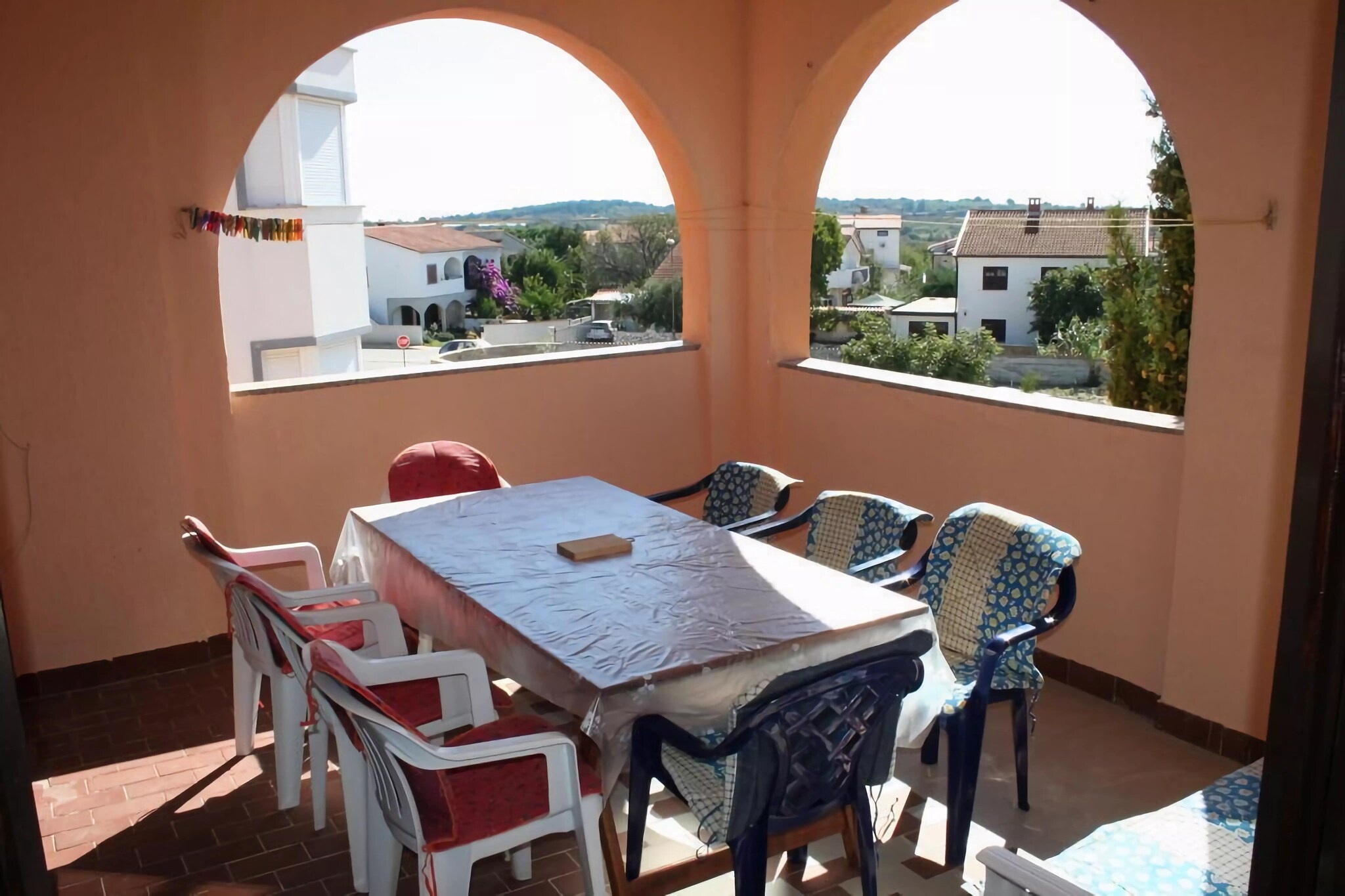 We present two comfortable apartments in Medulin with satellite TV and private balconies which are completely furnished, and with shared yard with barbecue perfect to sit and relax with friends and family. Guests of both apartments can use the private parking inside the fence.