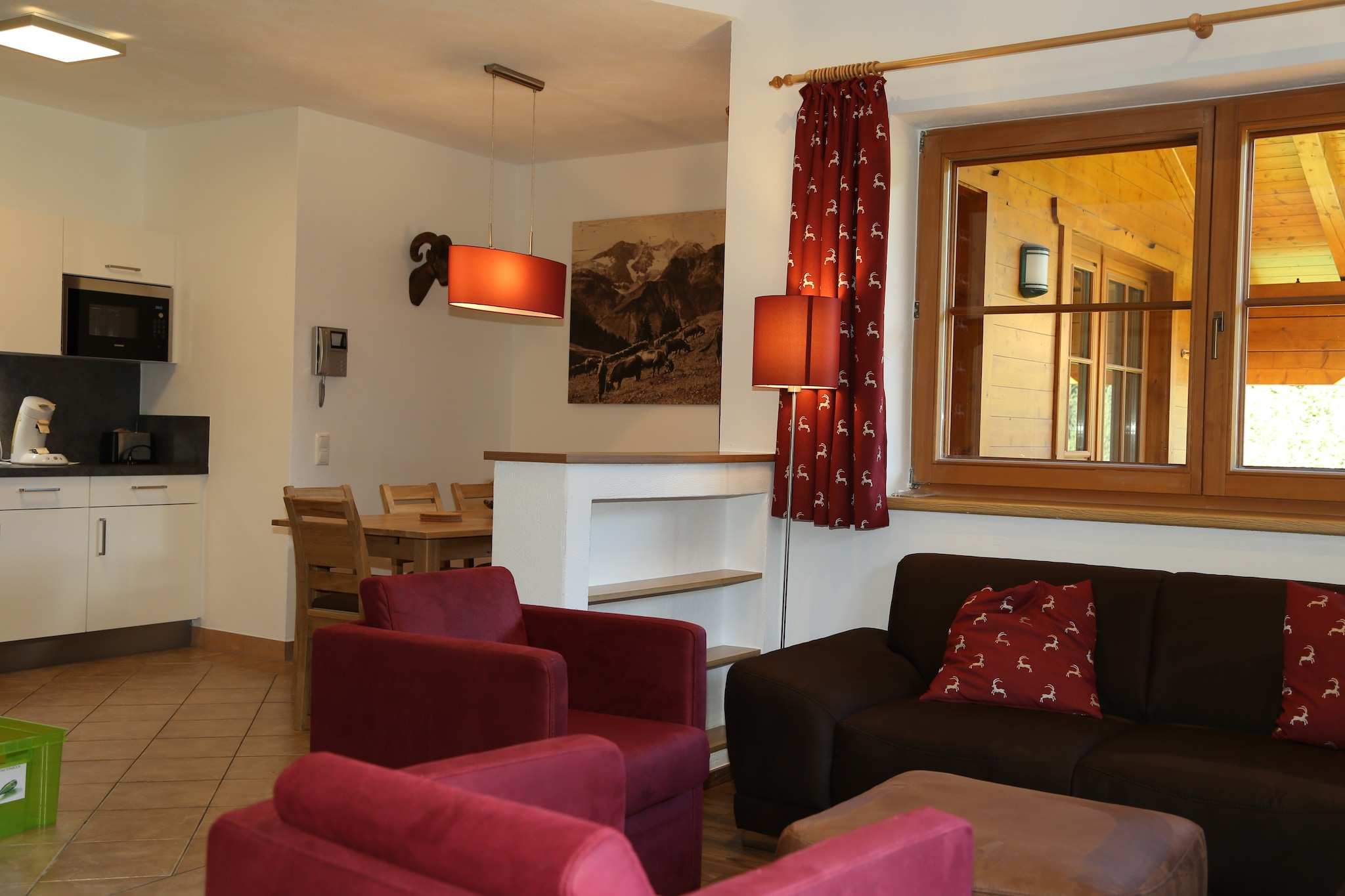 On the 1st floor: (Living room(single loft bed, double sofa bed, TV, balcony), open kitchen(cooker, oven, microwave, dishwasher, fridge), bedroom(single bed, double bed, TV, balcony), bedroom(double bed, bunk bed, TV), bathroom(shower, 2x washbasin, toilet), bathroom(shower, washbasin), toilet)\n\nBasement: (tumble dryer(shared with other guests), washing machine(shared with other guests))\n\nski storage(shared with other guests)(ski boot heaters), BBQ(shared with other guests), parking, children\'s bed, high chair