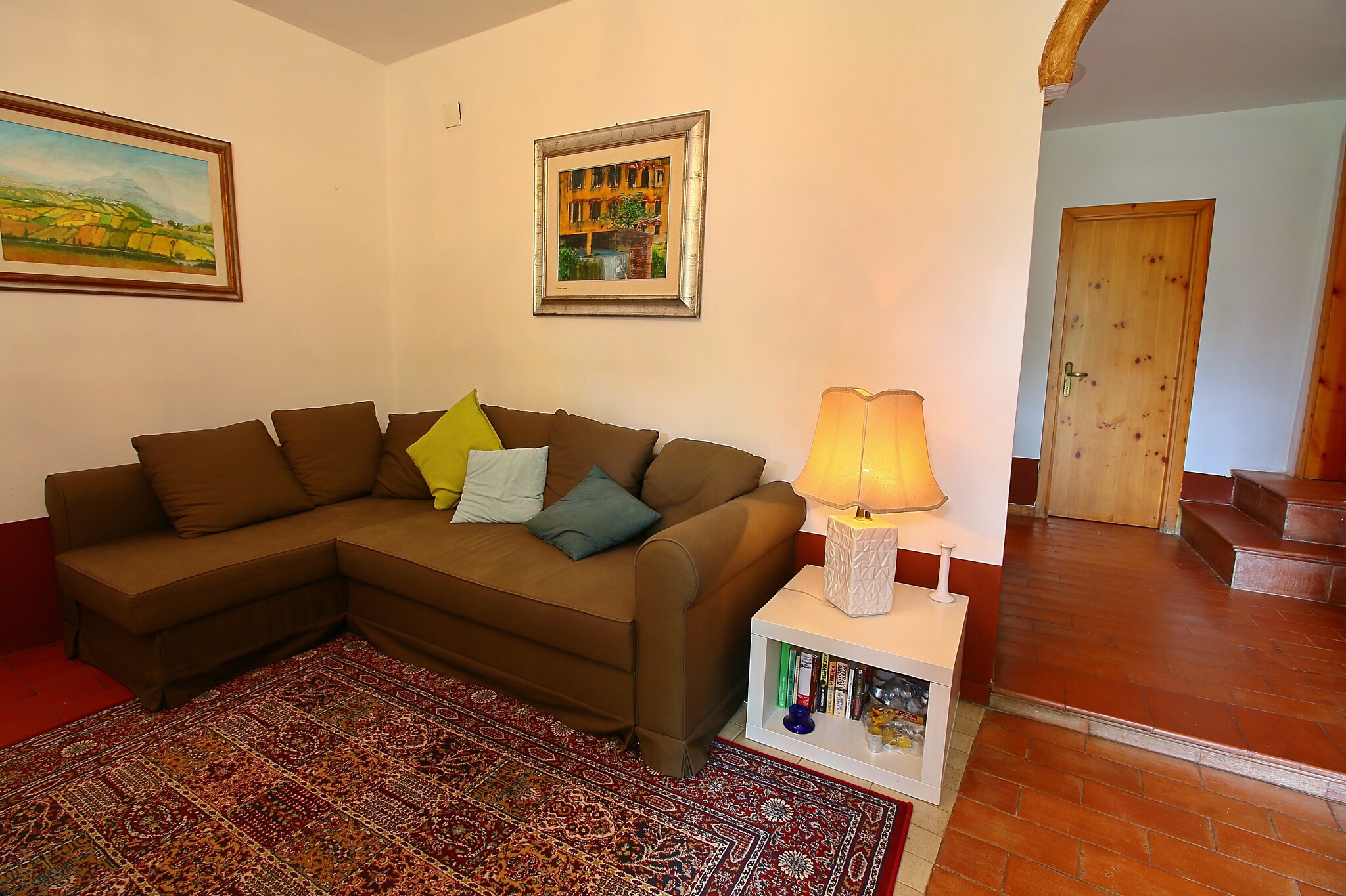 Ground floor: (Living room(double sofa bed, TV, DVD player), open kitchen(oven, dishwasher, fridge-freezer), bedroom, bedroom(double bed), Gallery bedroom(double bed, double bed), bathroom(shower, toilet, bidet, washing machine))\n\nGuest house ground floor: (Living room(double sofa bed, TV, DVD player), open kitchen(oven, dishwasher, fridge-freezer), bedroom(double bed, double sofa bed), bedroom(double bed), bathroom(shower, toilet, bidet, washing machine))\n\nterrace(private), garden(private), garden furniture, BBQ, parking, swimming pool(private, 10 x 5 m., opened from Jun upto and including 1/2 Oct)