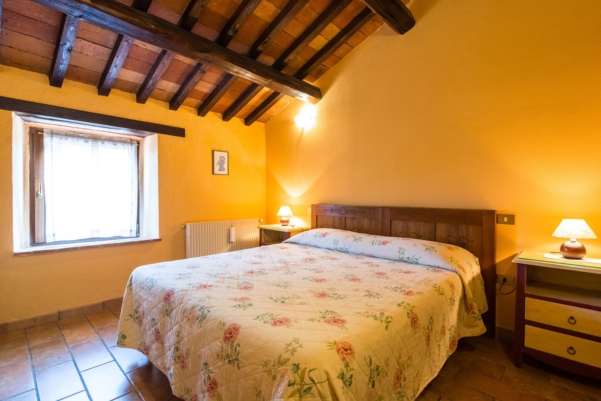 On the 1st floor: (open kitchen(double sofa bed, TV, dining table, coffee machine, microwave, fridge-freezer), Bedroom with bathroom(double bed, shower, washbasin, toilet, bidet))\n\nterrace(shared with other guests, 55 m2), garden(shared with other guests, 500 m2), garden furniture, BBQ, parking, trampoline, swimming pool(shared with other guests, 12 x  6 m., opened from Jun upto and including 1/2 Sep), slide, table tennis table