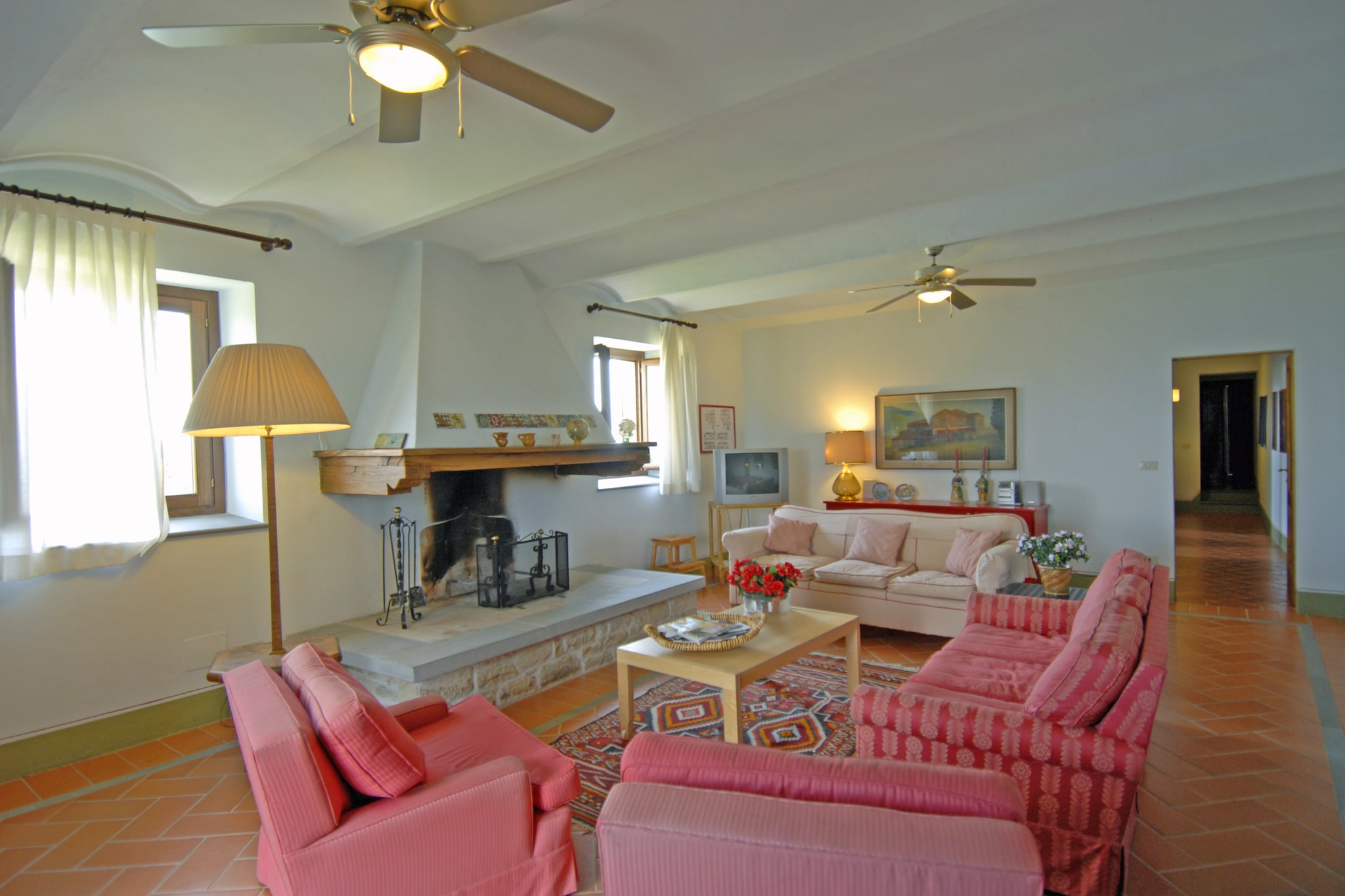 This sprawling holiday home is an 8-bedroom villa in Tredozio, Tuscany, which can accommodate up to 16 people. Located in Tredozio, this is the perfect stay for a large group or families with children. There is a private swimming pool with sun loungers, operational from mid of May to the middle of September. A well-manicured garden with garden furniture also surrounds the beautiful villa.
Situated in the countryside, this villa's location allows you to take naturistic walks or go hiking in the neighbourhood. The town centre and general supplies are also available at a short distance of 3 km. You can also visit historic cities like Florence and Flori on a day trip.
The host welcomes the guests with a bottle of Sangiovese and also offers a cot on payment. You can also indulge in barbeque activity or lounge by the fireplace. Small and medium-sized dogs are accepted provided they are well-behaved. The villa is pet friendly but for safety and hygiene reasons animals are not allowed in the swimming pool. The villa is not fenced off. In the area there are wild animals, hunters and truffle hunters with free dogs.
The nearest airport is Forli Airport which is 29 km away.
The owner will be pleased to offer you a welcome basket. Please contact her to specify preferences and any allergies.
Available free of charge for guests: bath towels, toilet paper, shampoo, conditioner, shower gel, liquid hand soap, kitchen paper, hand and dishwasher soap, sponges, tea towels, washing-up liquid, pool towels. Possibility of home shopping, at no extra cost.
The cost for heating is to be paid on site, the meter reading is taken when the heating is switched on, on request.