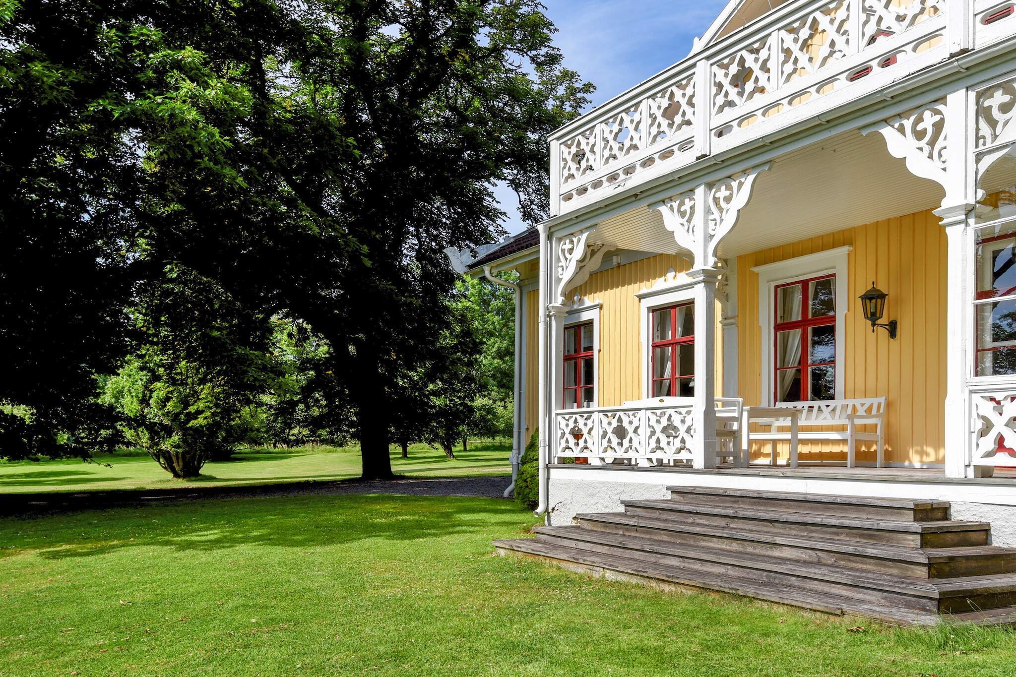 Kitchen(cooker(electric), hood, coffee machine, microwave, dishwasher, fridge-freezer, high chair, water from well), Living/bed room(TV(swedish TV channels), DVD player, radio, CD player), bedroom(2x single bed), bedroom(2x single bed), bedroom(single bed), bedroom(2x single bed), bedroom(double bed), bedroom(double bed), bedroom(single bed), bedroom(2x single bed), bedroom(single bed), bathroom(tumble dryer, washbasin, shower, toilet, washing machine), bathroom(bath tub, washbasin, toilet), bathroom(washbasin, shower, toilet), garden furniture, BBQ, parking, geothermal energy, geothermal energy, air to water heatpump