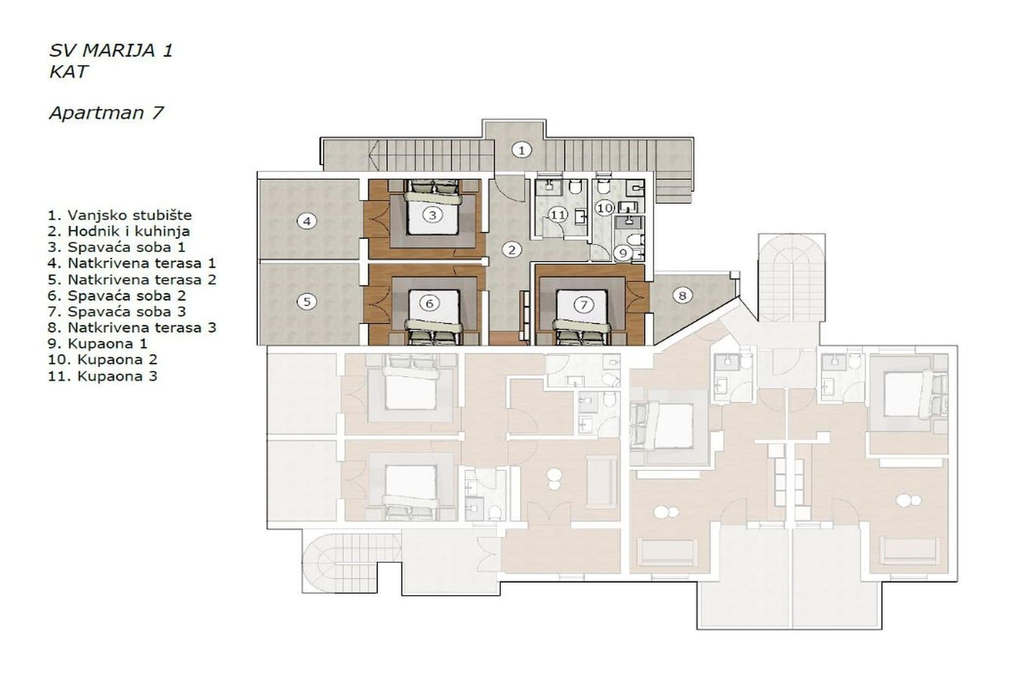 Sv Marija1 - Ferienwohnung 7 - Typ 4plus2-Plan