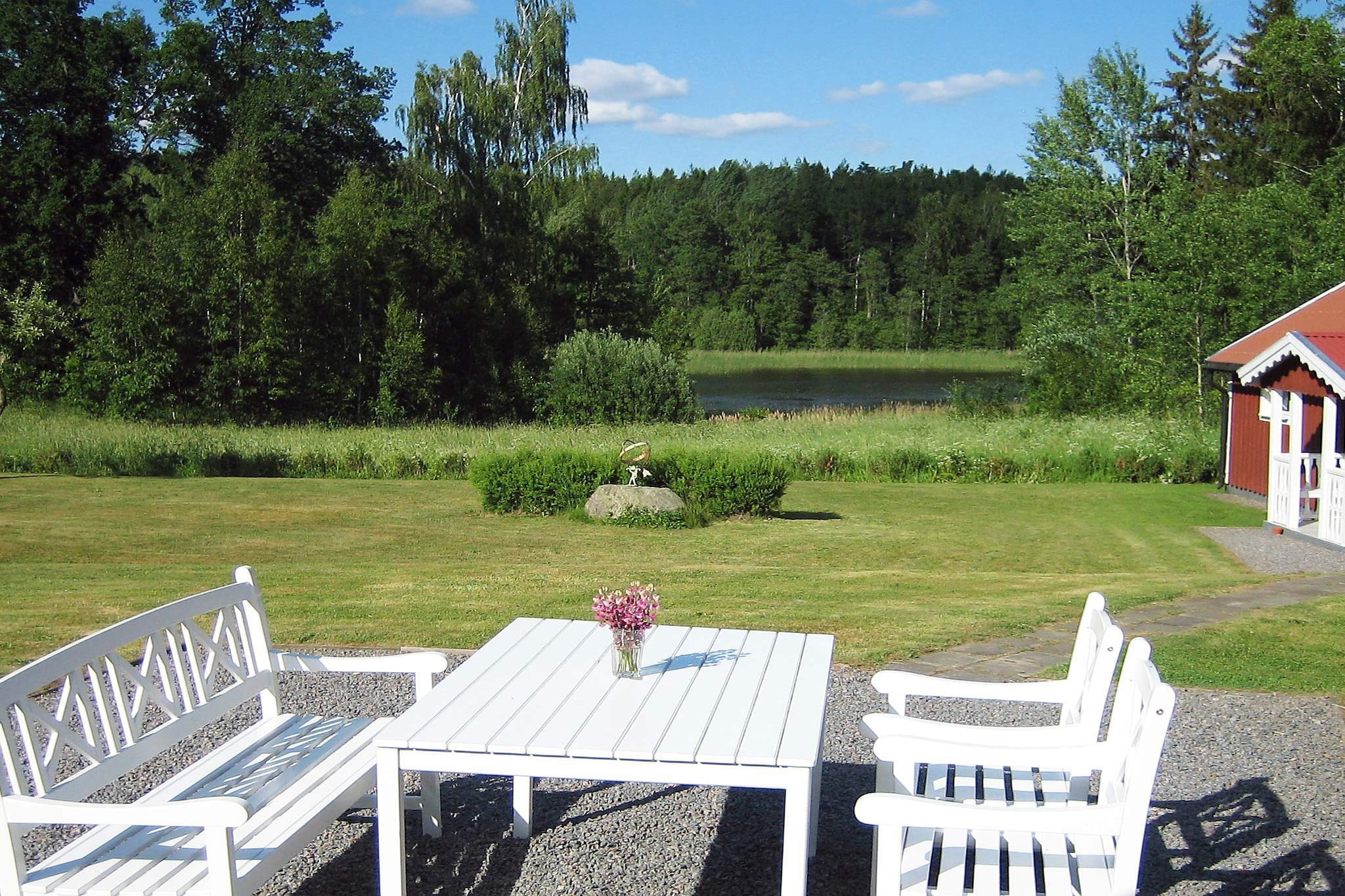 Kitchen(16 m2)(cooker(electric), coffee machine, waffle iron, microwave, dishwasher, fridge, freezer(60-99L), high chair), Living/bed room(44 m2)(TV(satellite, german television channels, swedish TV channels), fireplace, DVD player, radio), bedroom(10 m2)(double bed, cot), bedroom(15 m2)(2x single bed), bedroom(9 m2)(2x single bed), bedroom(16 m2)(double bed), bathroom(washbasin, shower, toilet), bathroom(washbasin, shower(reachable from the outside), toilet(reachable from the outside), washing machine), conservatory(26 m2)(garden furniture), heating(electric), BBQ, fish cleaning table