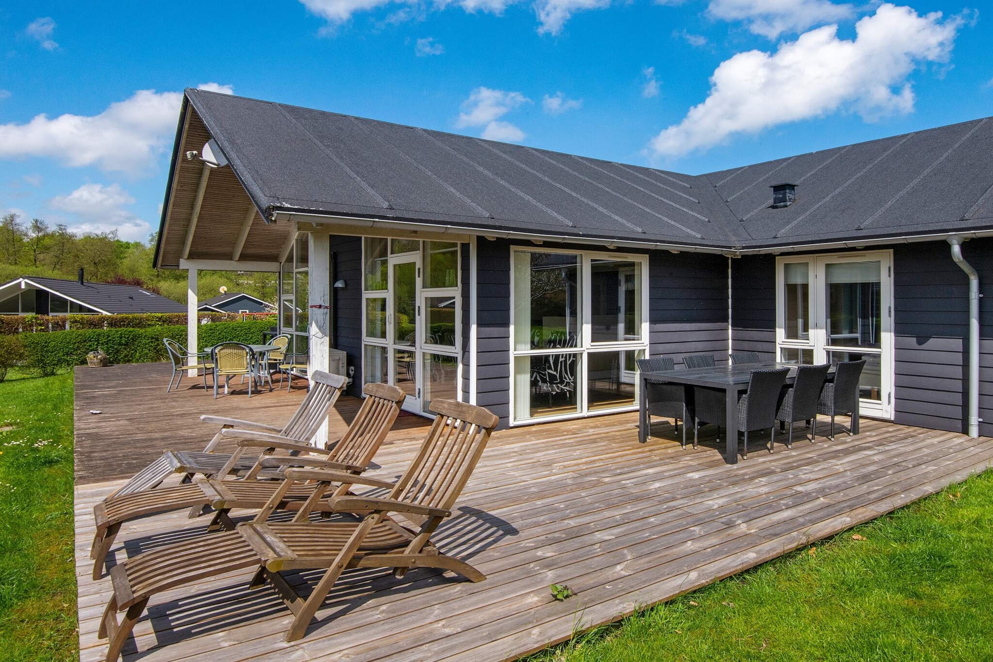 Holiday cottage located in the scenic Løjtland approx. 25 km from the Danish/German border. The kitchen has underfloor heating. The bathroom has a soothing whirlpool that works miracles on sore muscles as well as a sauna. 4 bedrooms and 2 mezzanines make the house sleep 2 or 3 families. Take a trip to the old mill, Dybbøl Mølle, that still mills and represents Denmark's fight against the Germans. The mill was a former strategic point in the border area and on 5 June 1848 the Danish soldiers were able to defeat the superior German forces. In the museum on sight you can find more information.A refundable deposit might be charged closer to your check-in date. The security deposit ensures a smooth stay and covers any additional services or consumption charges.This deposit covers utilities consumed during your stay and any additional services that may be taken.The final amount will be adjusted based on actual meter readings, actual usage of extra services, and any remaining balance will be refunded within 21 days after checkout.This deposit simply acts as a prepayment for charges that  you would anyways pay for, ensuring a seamless stay and check-out experience.