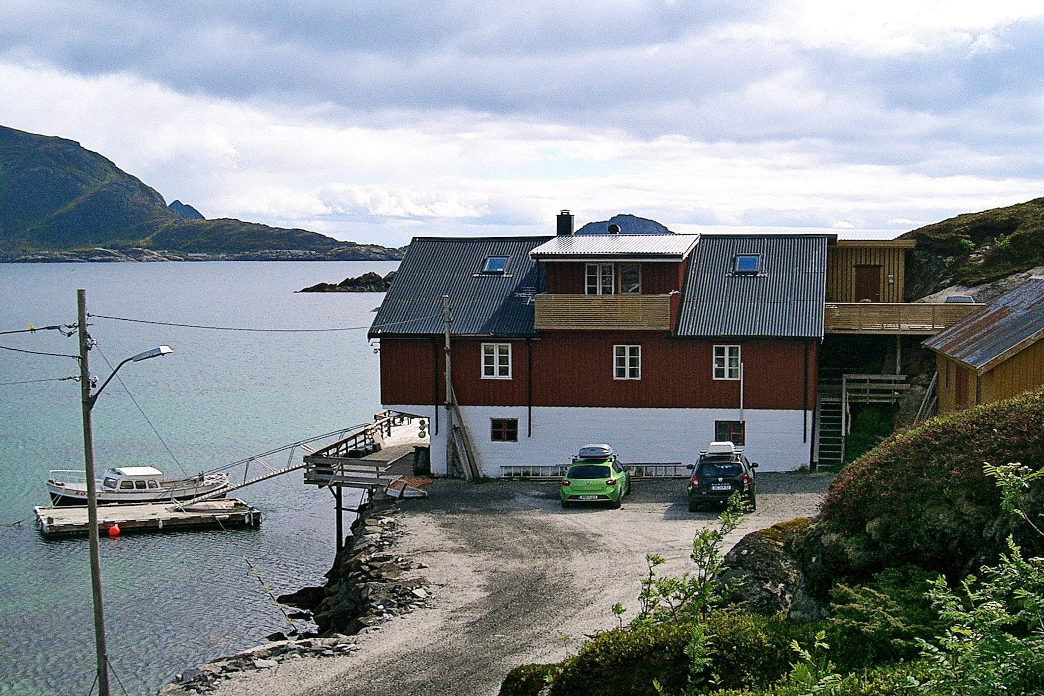 This dock house is nicely situated by Buksnesfjorden, 2 km northeast of the fishing village Ballstad in Lofoten. This renovated fish processing facility, is today a great apartment for sport fishers wanting to fish in rough environments. The apartment is one of two apartments on the second floor, simple but charmingly furnished. The living room and the terrace has a great view of Buksnesfjorden. The ground floor has a storage room for your fishing equipment and for preparing fish. This room also has a sauna where you can relax and warm yourself after exciting fishing. A common laundry room with apartment 39224. The dock outside has chairs and tables where you and your fishing companions can plan your next trip. The fjord outside the apartment is rich with fish. An 18 ft boat with 10 hp motor and 5 life jackets is available for rent per week or NOK 800 per day. A Bellcraft self-draining boat with 100 hp, sonar, chartplotter, gps and 4 rodholders is available for rent. The boat must be pre-ordered. The boat is tied to the dock by the house. In the dock house is a fish cleaning table with running water and lighting. 600 liter freezer. The apartment has a satellite dish with many international channels, of which many are German. 2,5 km to a charming restaurant in Ballstad. 11 km to Leknes, the unofficial capital of Western Lofoten, with many restaurants and shops. Visit the many famous fishing villages of Lofoten. The Fishery Museum in Kabelvåg, has a big collection of old boats and fishing equipment. Right by is a gallery and aquarium. Free wireless internet. Big parking lot. Comfortable mattresses. The boats must be preorderd.