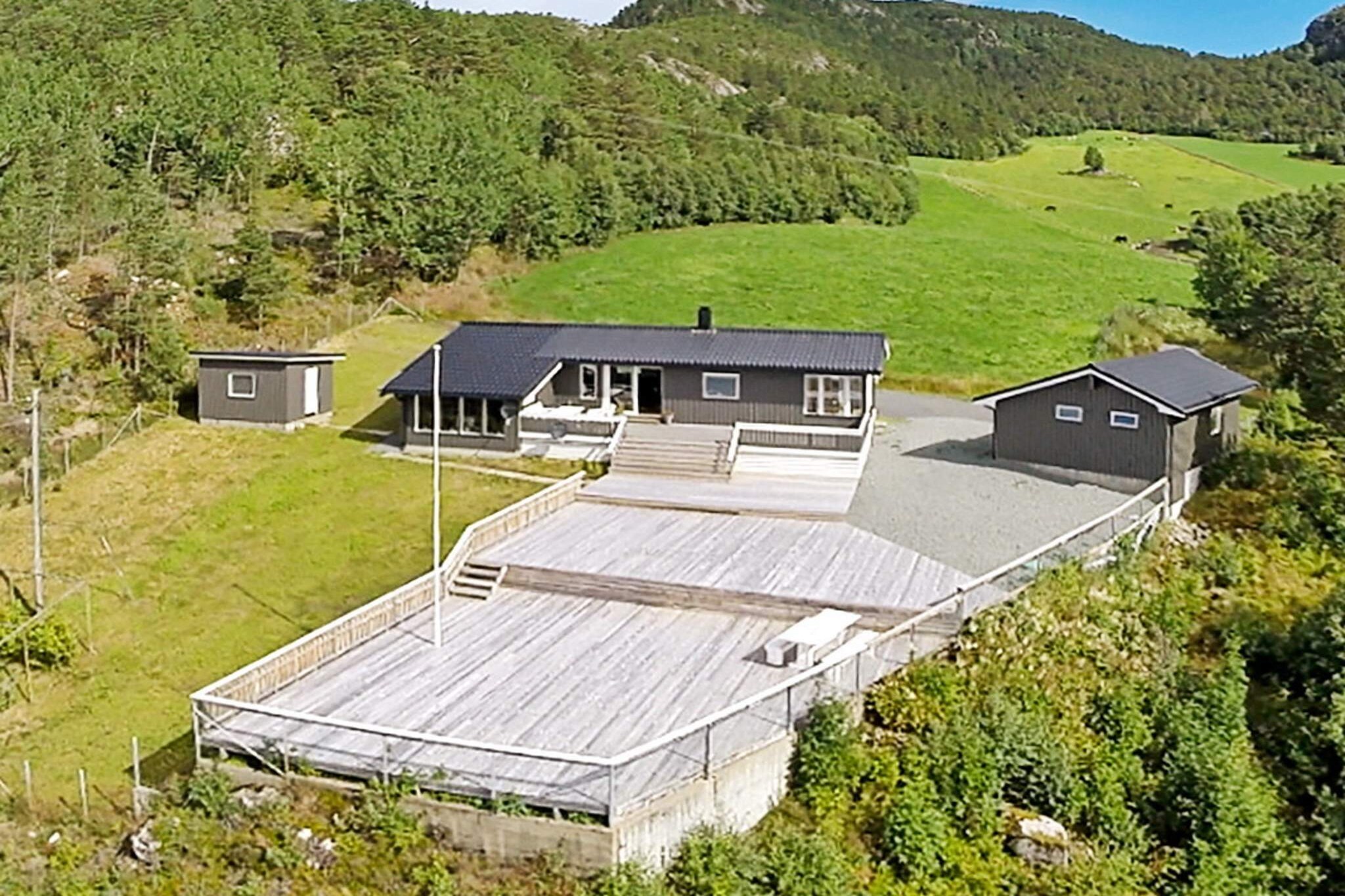 With a beautiful panoramic view of Åstfjorden and the magnificent mountains from the 192 m² large terrace, you are all set for a wonderful holiday on the island of Hitra. The holiday house sits on a hilltop, 80 metres from the closest neighbour, and with two annexes. The double beds in the cottage and in the annex are 120 cm wide. The two single beds in the other annex can be combined into a double bed. The main cottage has a 48 inch TV with channels that covers most of Europe with Astra 1, including Skandinavia with Canal Digital. Fridge with 80 litre freezer and a separate freezer with 200 litres. Lights and heating in both annexes. This is a great starting point for excursions to most of Sør-Trøndelag. There is a small beach 400 metres away. In the harbour 1 km away, there is a 19 ft Kværnø with 80 hp 4-stroke motor and Garmin 7-inch GPS/sonar/chartplotter available for rent. You can also rent an 18 ft Rana boat with 20 hp Yamaha (2017 model) 4-stroke motor (9,9 hp that works as a 20 hp). Book the boat(s) at the same time as the cottage, as they are shared with unit 56762. Life jackets are included in the rent. There are other boats available, please contact the owner for details. Excellent fishing conditions all year round. There are lakes where you can catch trout nearby. Go hiking in the mountains behind the cottage.