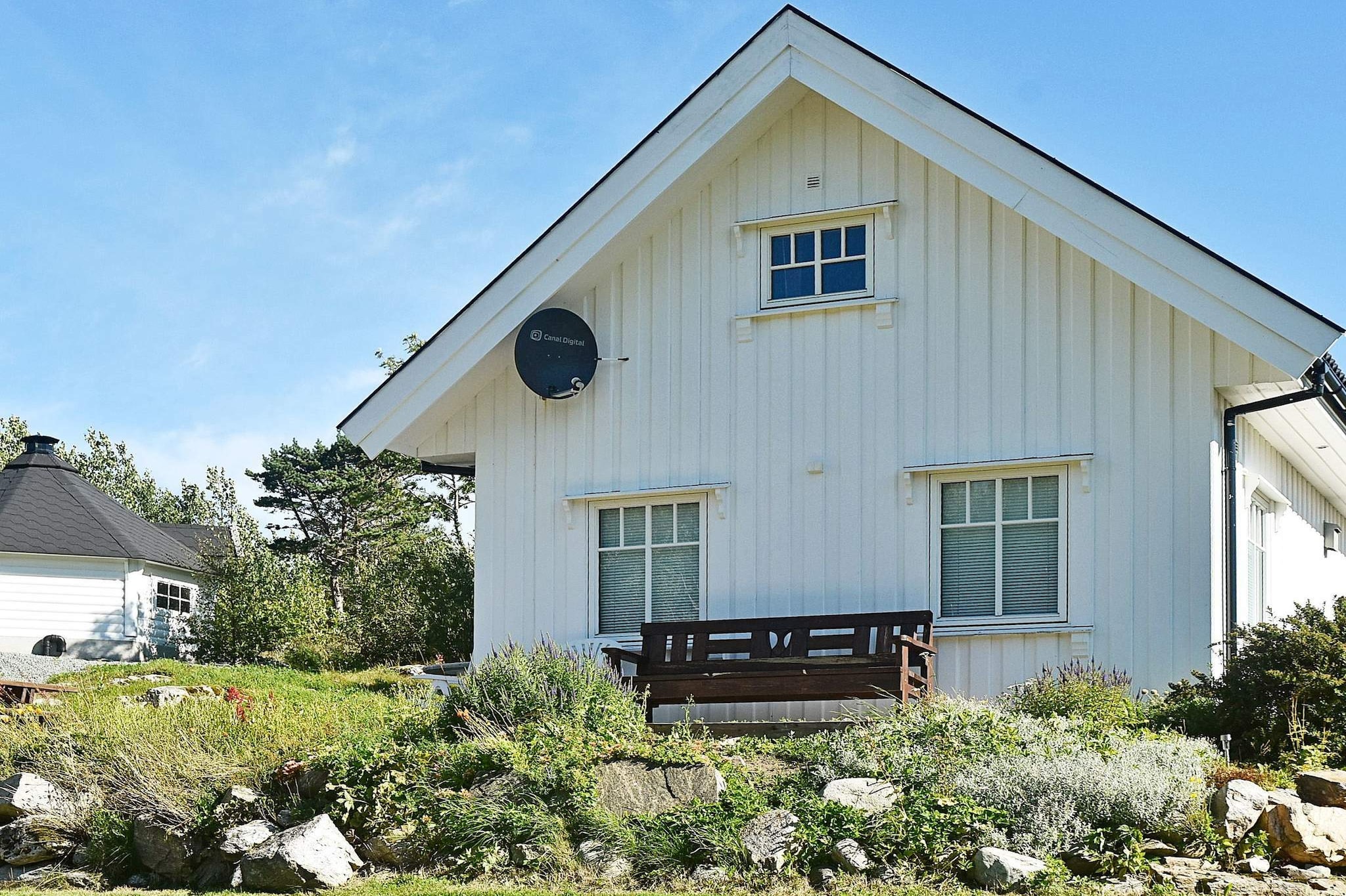 Internet Access DSL, open kitchen(floor heating)(cooker(electric), hood, coffee machine(filter), microwave, dishwasher, fridge, freezer(> 250L), washing machine), Living/bed room(floor heating, 30 m2)(double folding bed, TV(satellite, german television channels, norvegian TV channels ), radio, CD player), bedroom(double bed), bedroom(2x single bed, single folding bed), bathroom(floor heating)(bathtub or shower, washbasin, toilet), heating(electric), terrace(40 m2), garden furniture, BBQ, parking, fish cleaning table