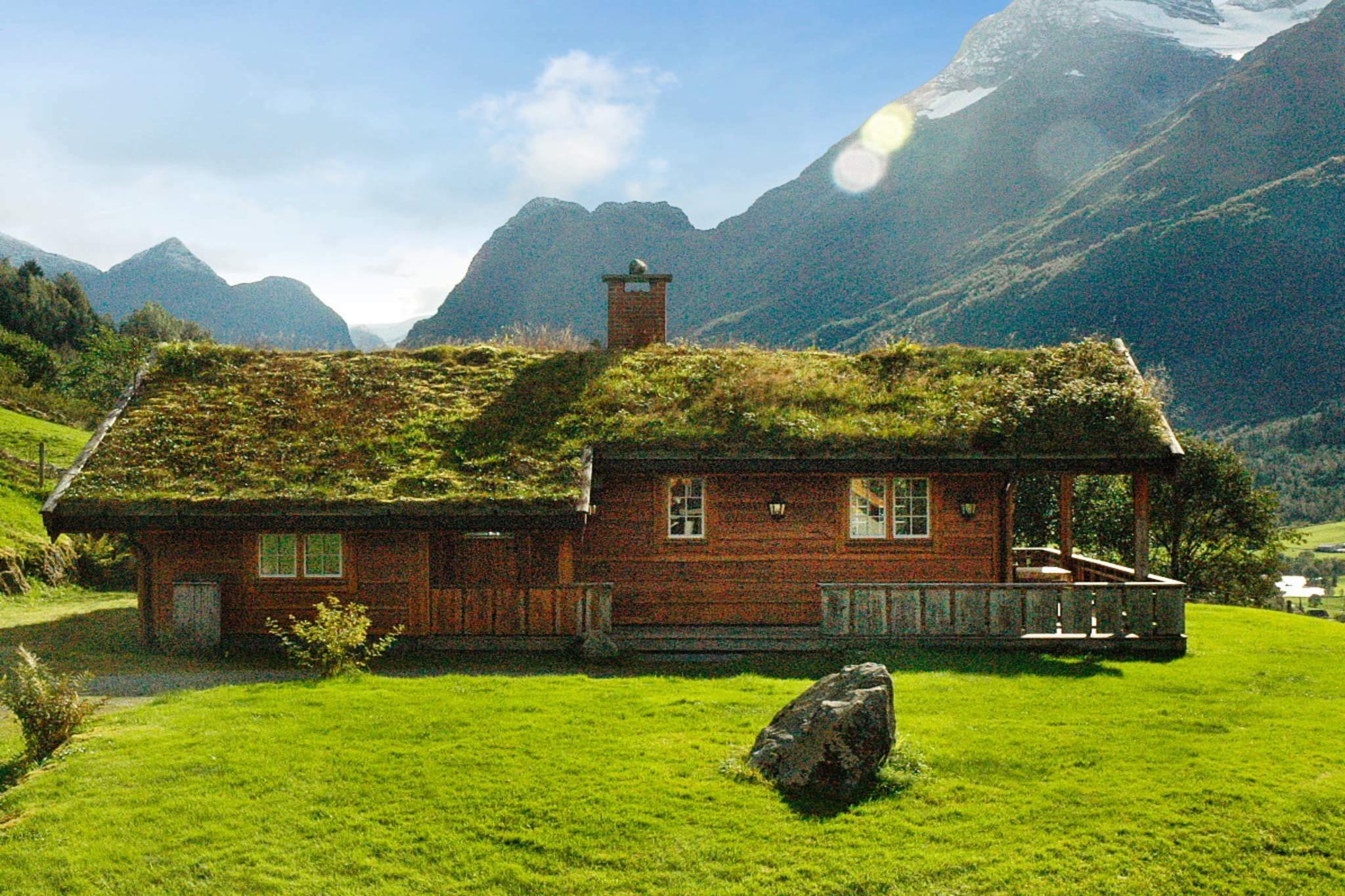A fine, quality cottage with solid, Norwegian wooden furniture, situated on a hilltop with the most stunning and magnificent view you can imagine! When sitting on the terrace or in the living room, you have a full overview of Nordfjorden and Olden. Enjoy your afternoon tea while watching the large cruise ships, at a distance, anchor up in the fjord below. The yard around the cottage consists of lawns and a slanting terrain. A child-friendly sandy beach with shallow waters, is only 4 km away. Catch salmon and trout in the river Oldenelven 1 km away. The lake Oldenvatnet has trout and char 3 km away. Olden is the gateway to the beautiful and famous Oldendalen, with the idyllic Oldenvatnet, majestic mountains, roaring waterfalls and an impressive glacier. Visit in spring when the orchards are in full bloom and there is snow on the mountain tops, or in summer when the weather is warm, or in autumn when you can pick berries and mushroom and go hiking in colorful mountains. For rent: Linen set including one small and one large towel, NOK 160,- per person.