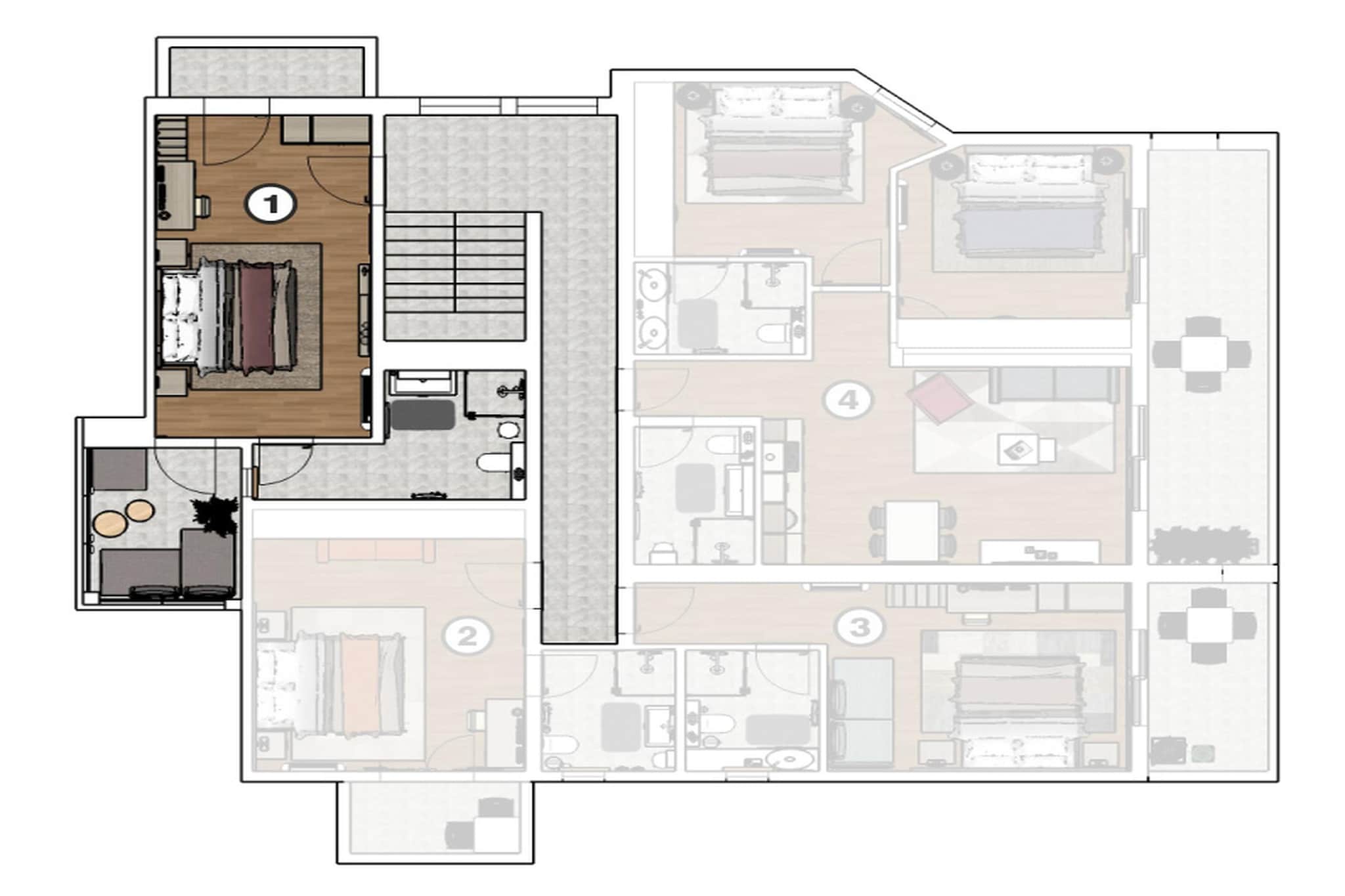 Hotelzimmer Suite 201 - Typ 2-Floor plan