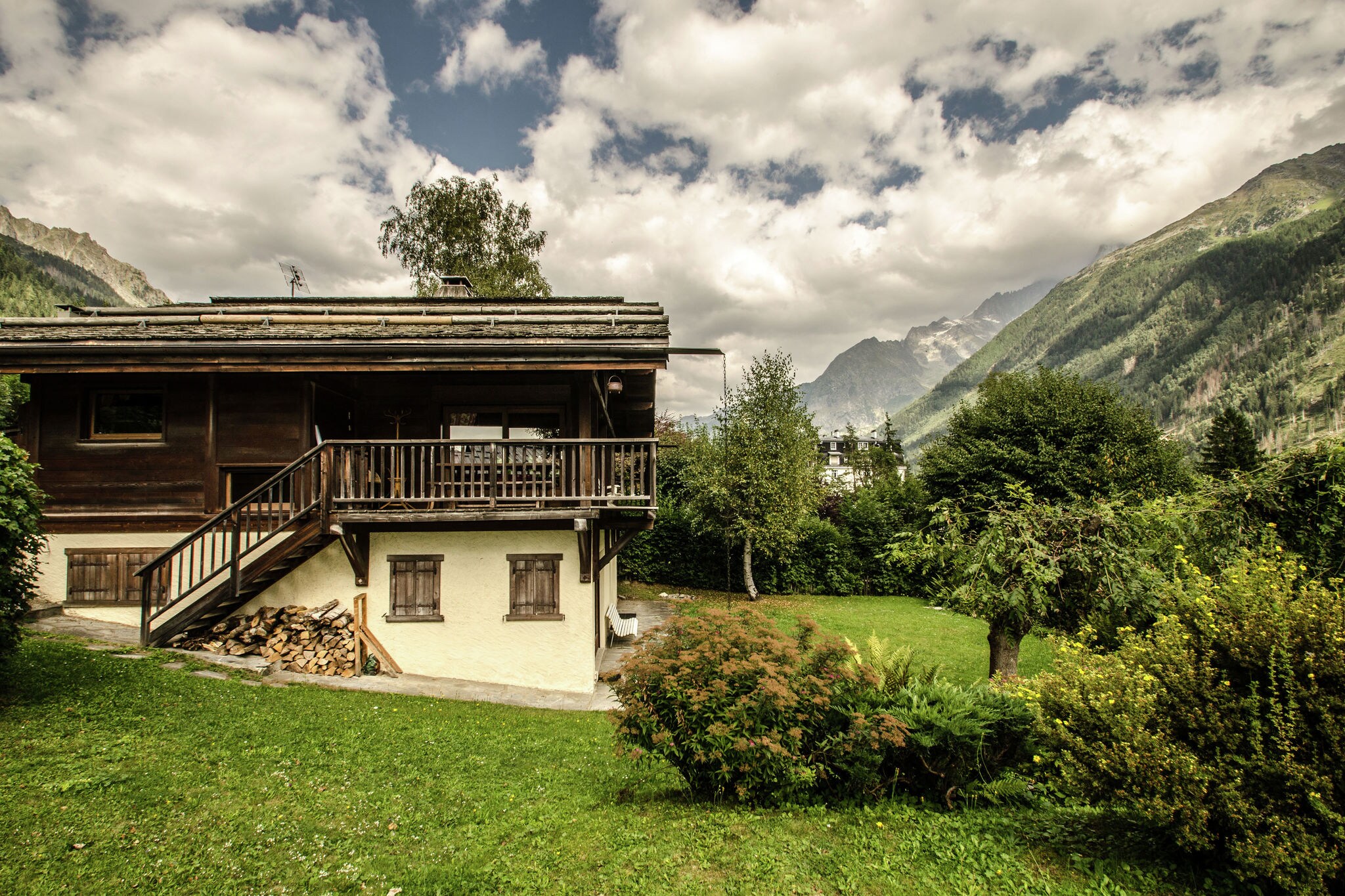 Chalet with large central fireplace and views of Mont Blanc