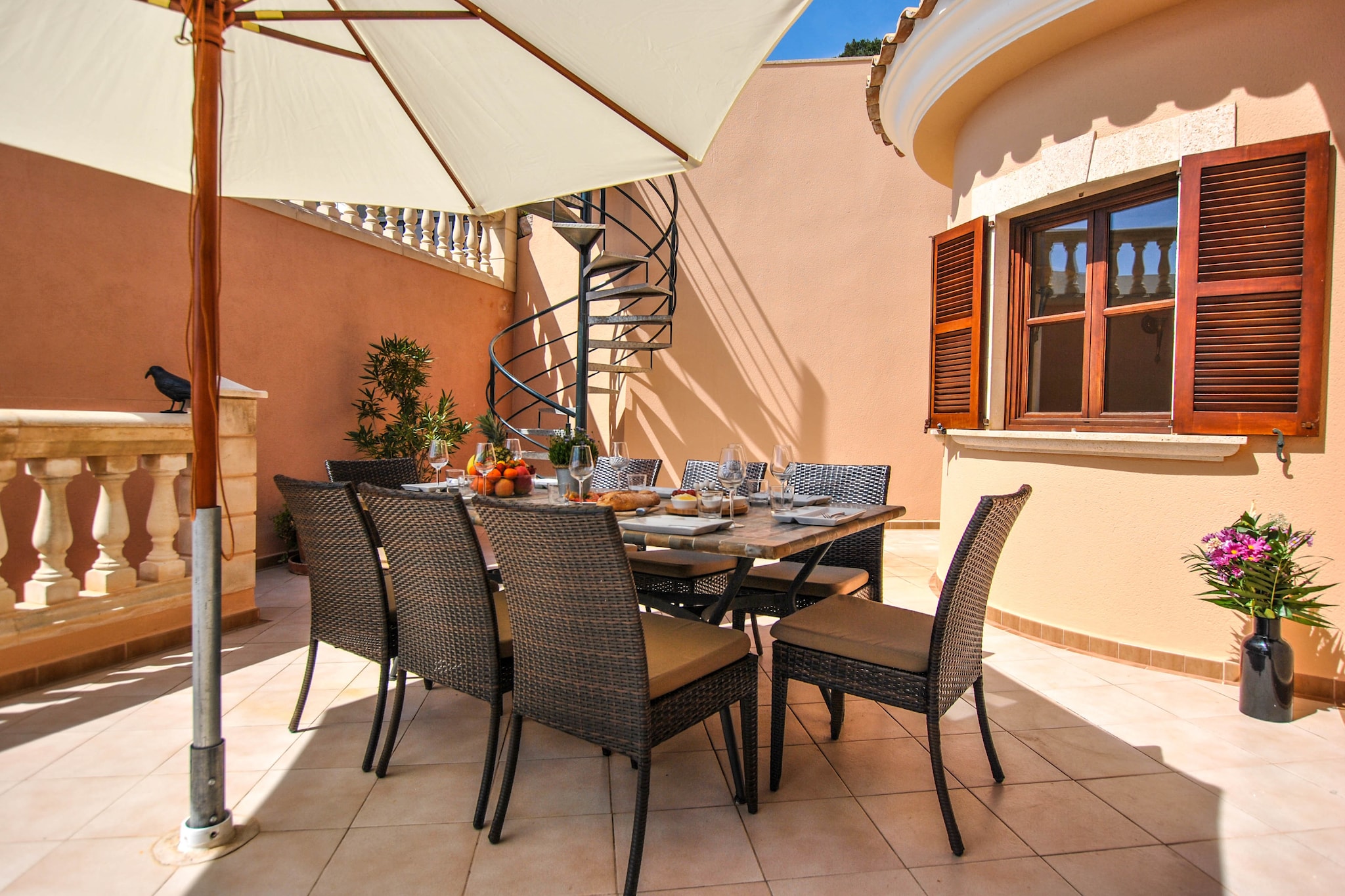 Wundeschönes & Nachhaltiges Casa Cap Vermell-Terrasbalkon